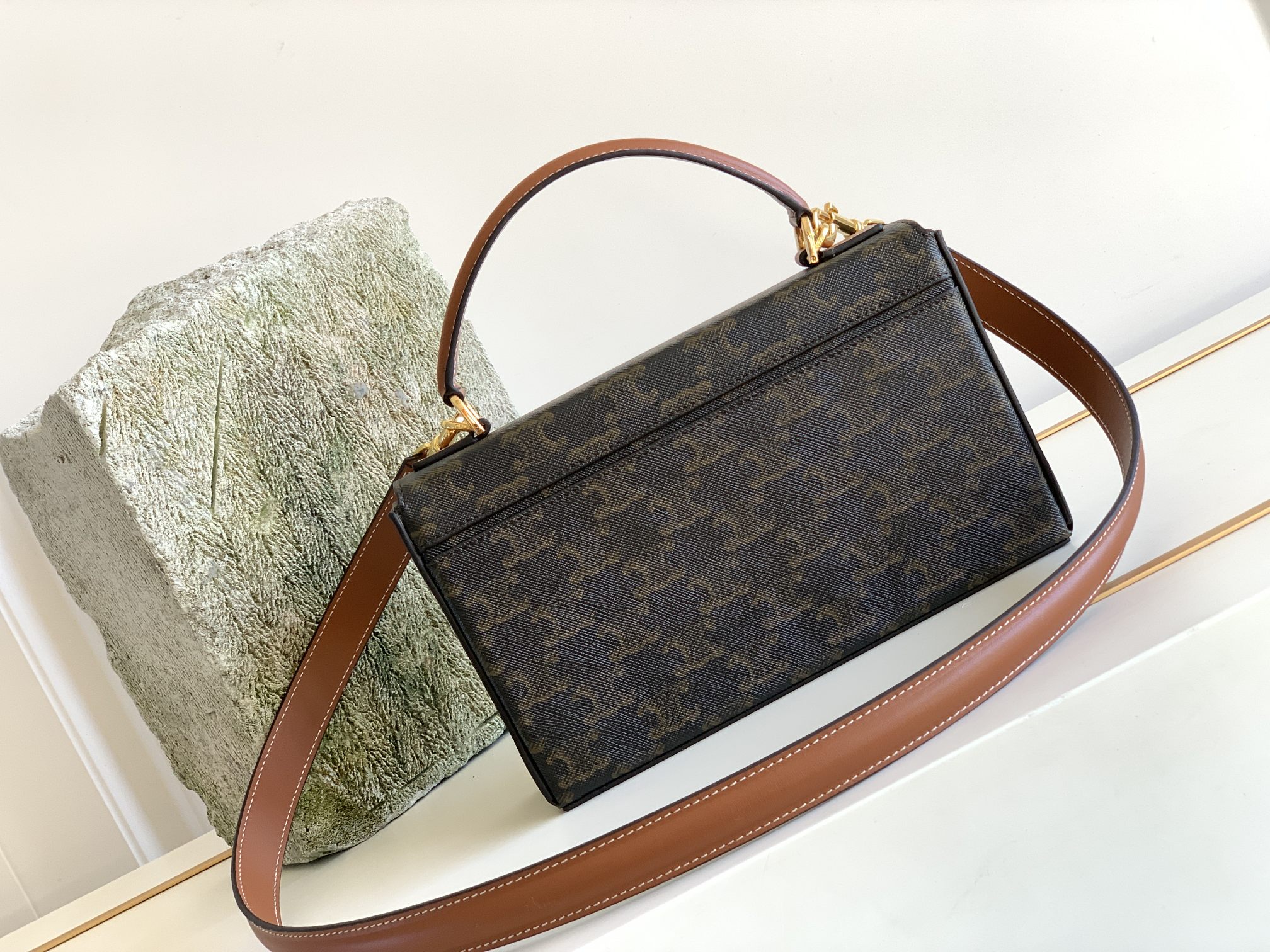 1:1 Replica Celine Box Triomphe Bag In Triomphe Canvas Brown For Women 9in/22cm - Image 6