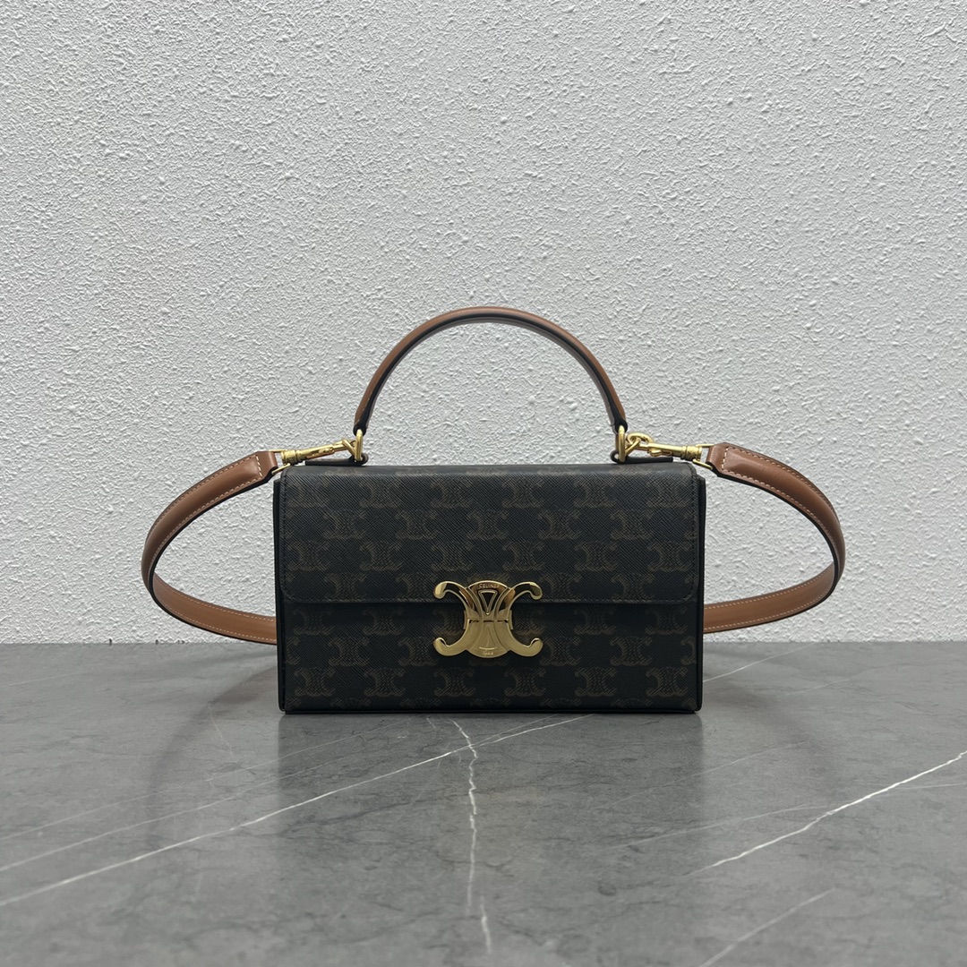 1:1 Replica Celine Box Triomphe In Triomphe Canvas Tan For Women 9in/22cm 199992CUZ.04LU