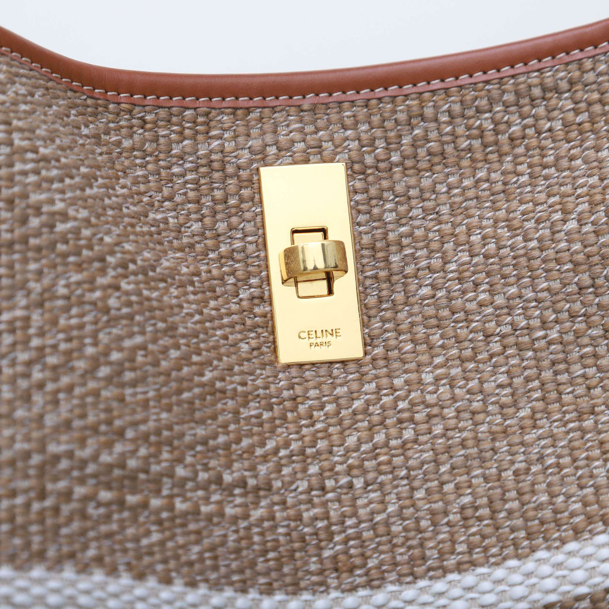 1:1 Replica Celine Bucket 16 Bag In Striped Textile Beige For Women 9.8in/25cm - Image 4