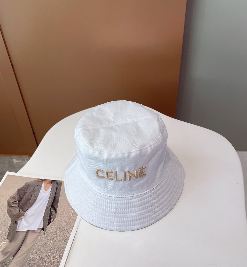 Celine Bucket Hat White Celine Hat
