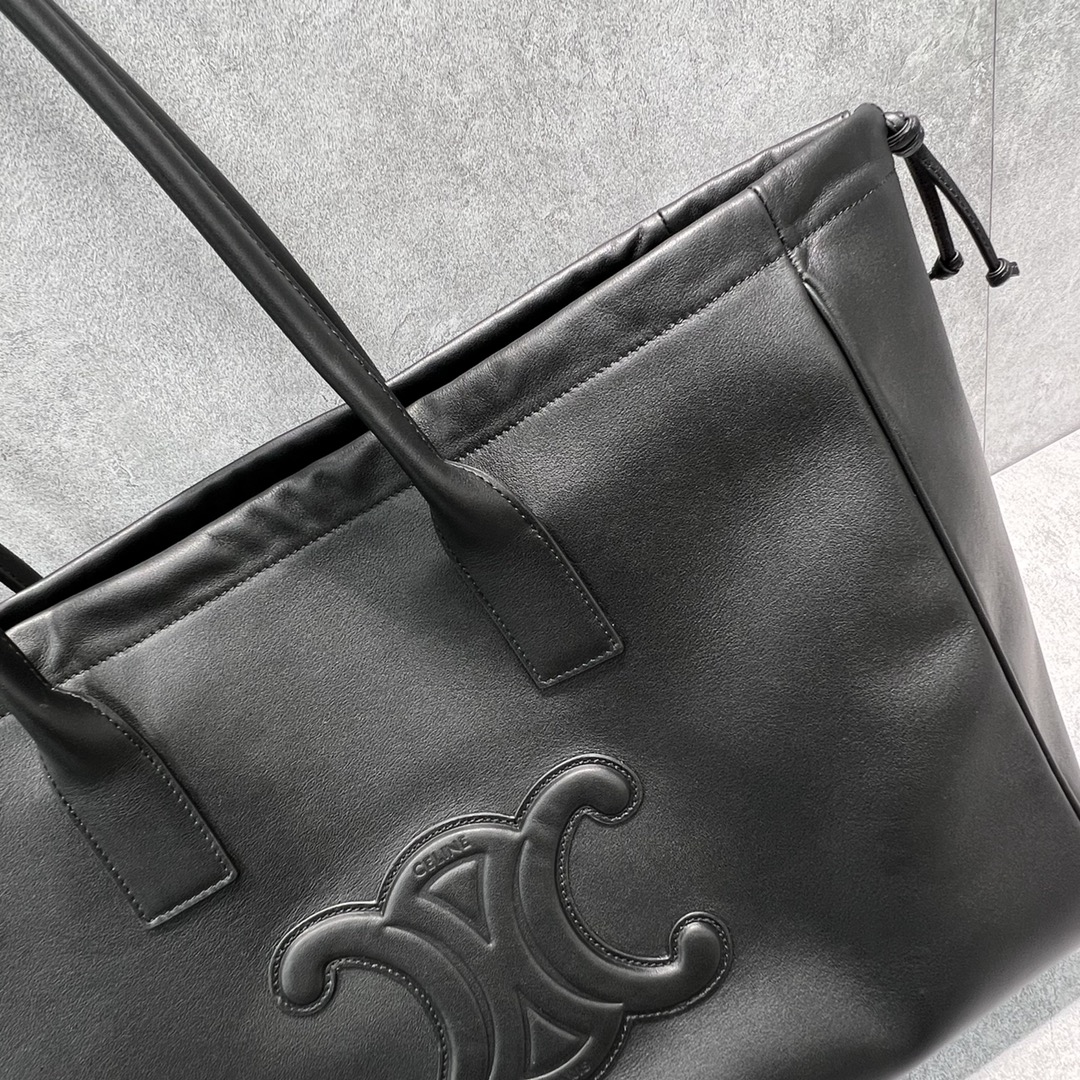 1:1 Replica Celine Cabas Drawstring Cuir Triomphe Black For Women 17in/44cm 199973DU3.38NO - Image 9
