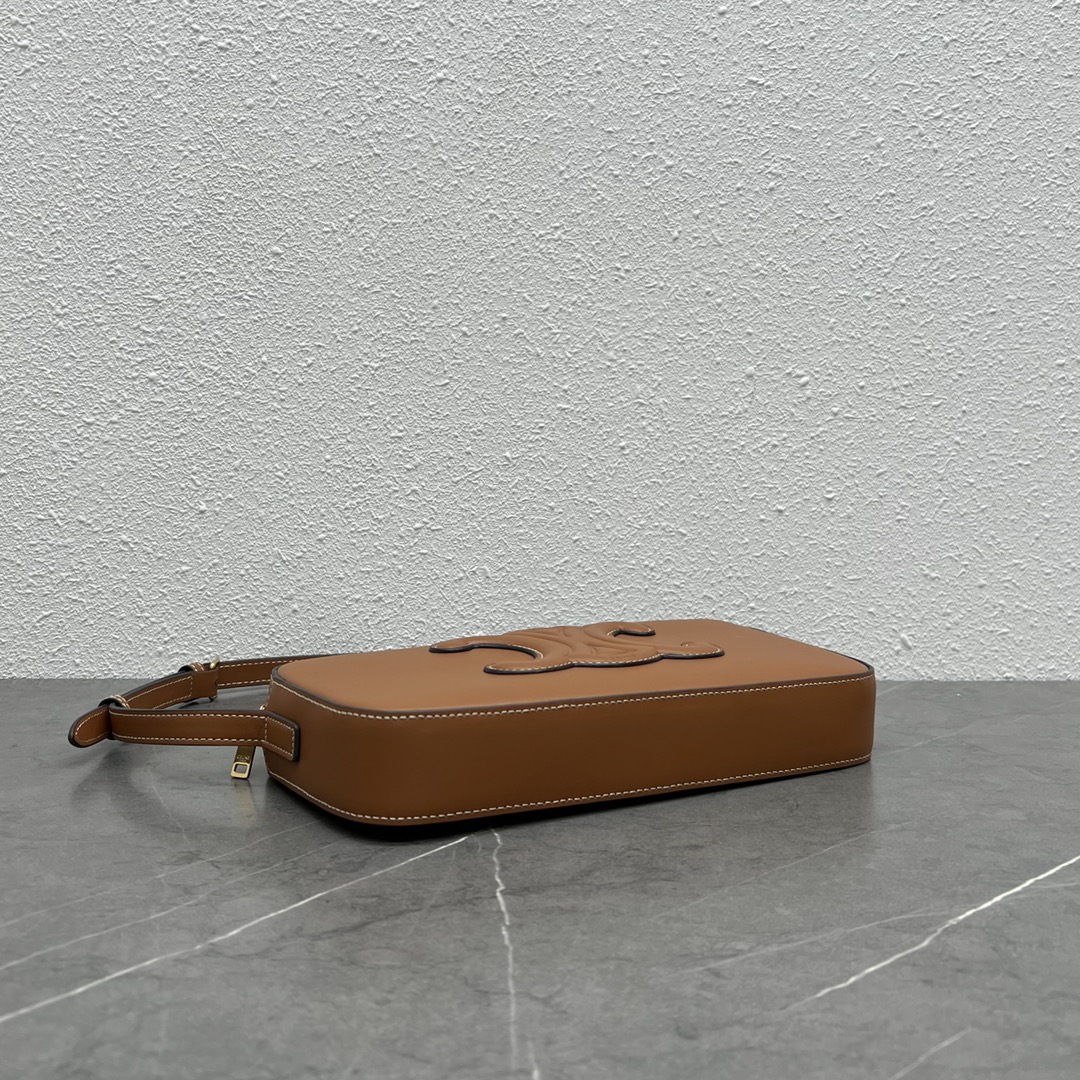 1:1 Replica Celine Camera Shoulder Bag Cuir Triomphe Brown For Women 10in/26cm 199183DU3.04LU - Image 7