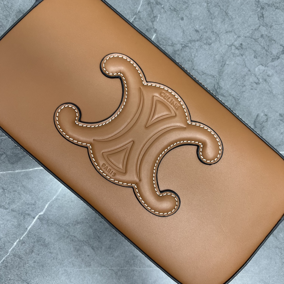 1:1 Replica Celine Camera Shoulder Bag Cuir Triomphe Brown For Women 10in/26cm 199183DU3.04LU - Image 8