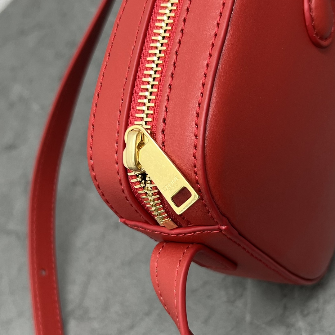 1:1 Replica Celine Camera Shoulder Bag Cuir Triomphe Red For Women 10in/26cm - Image 2