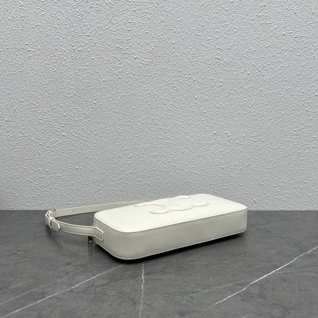 1:1 Replica Celine Camera Shoulder Bag Cuir Triomphe White For Women 10in/26cm - Image 5