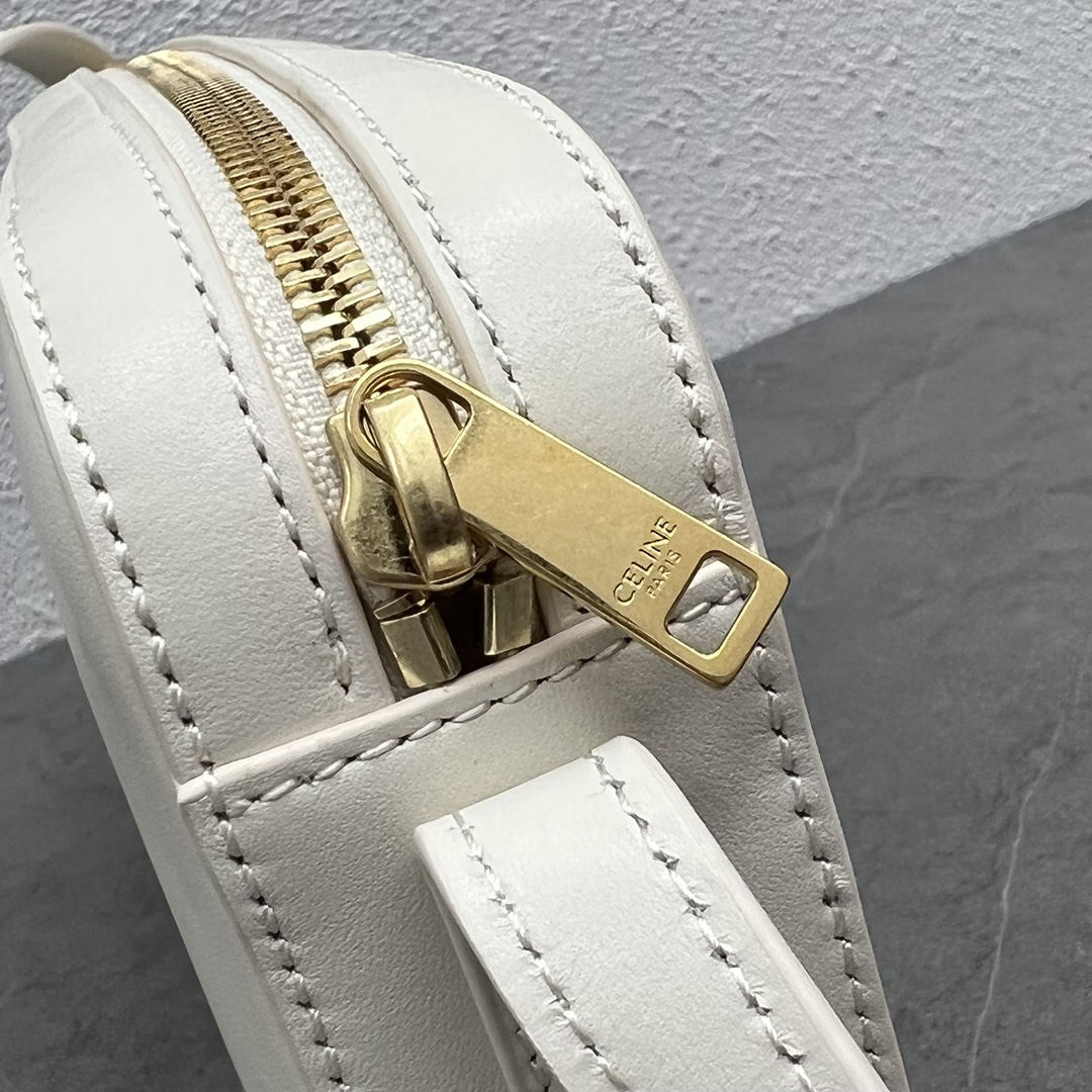 1:1 Replica Celine Camera Shoulder Bag Cuir Triomphe White For Women 10in/26cm - Image 8