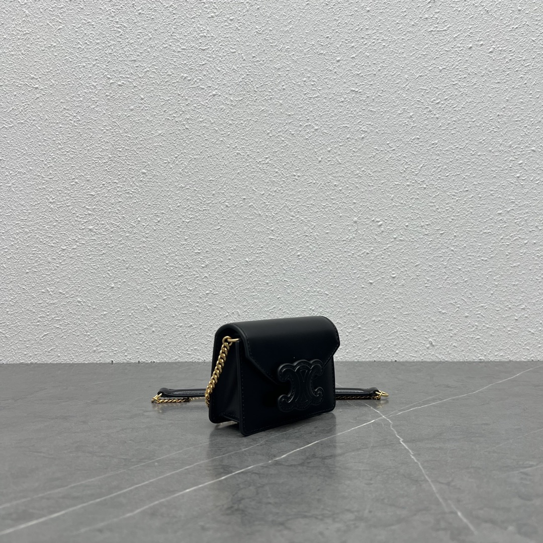 1:1 Replica Celine Card Holder On Chain Triomphe Black For Women 4in/11cm 10J743DPV.38NO - Image 5