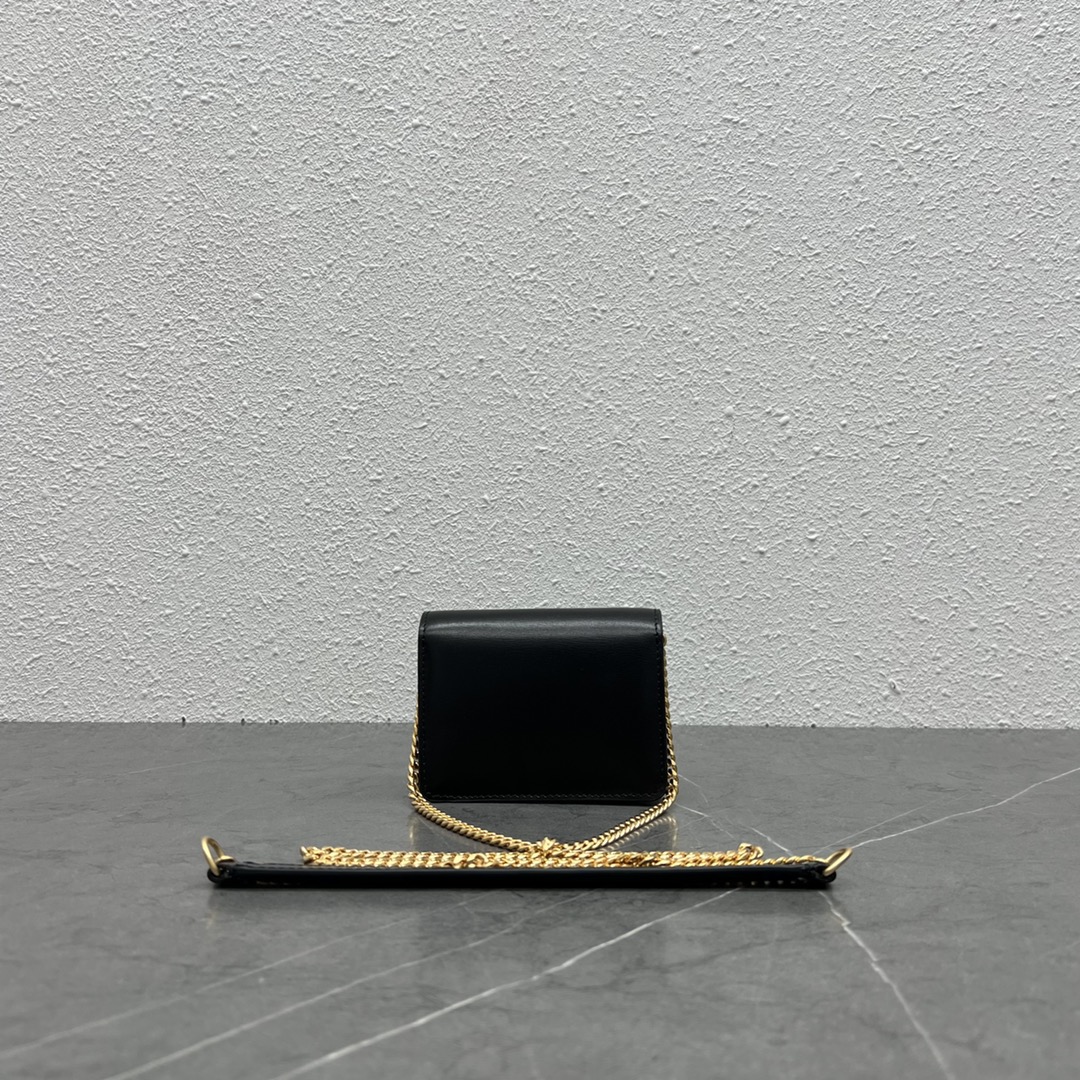 1:1 Replica Celine Card Holder On Chain Triomphe Black For Women 4in/11cm 10J743DPV.38NO - Image 4