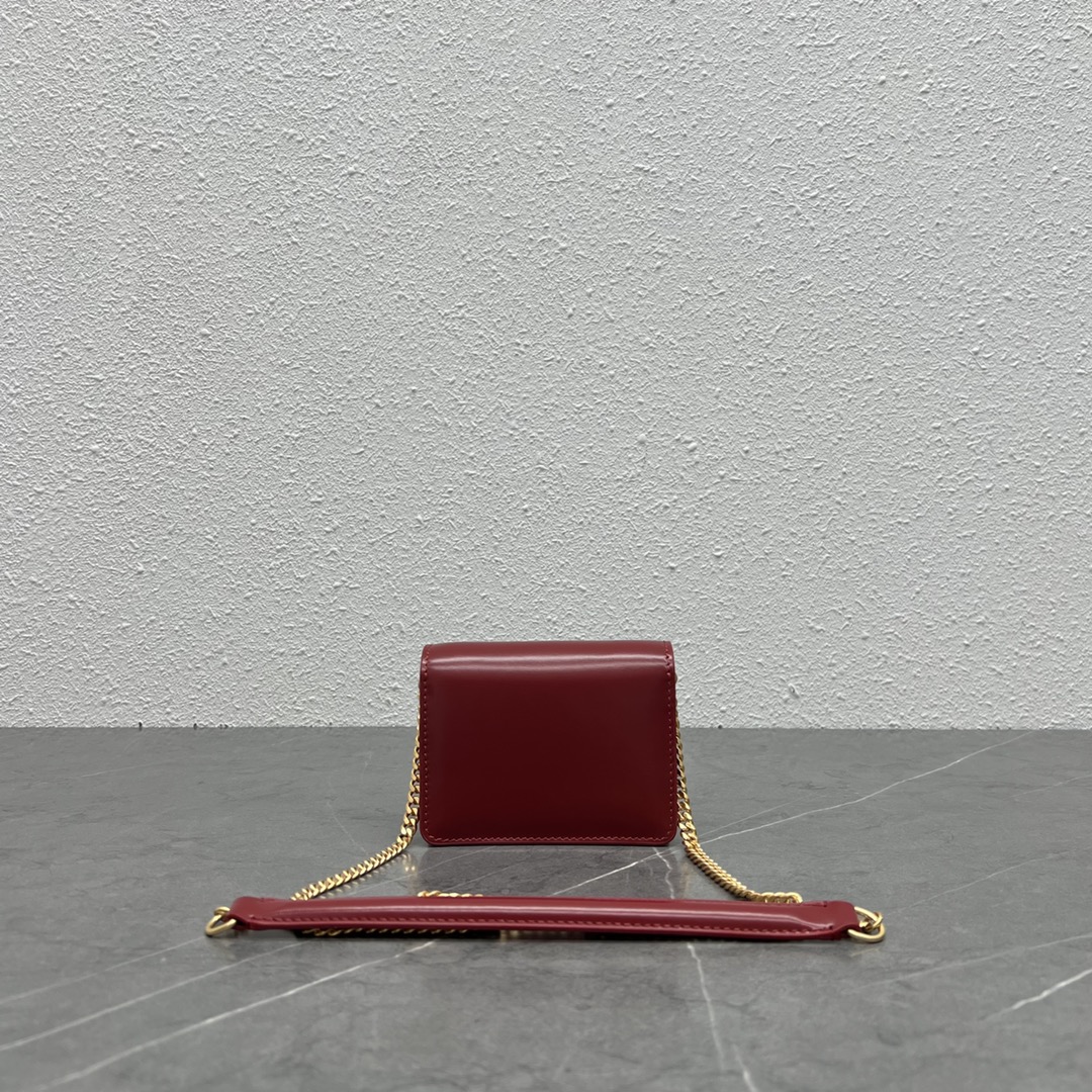 1:1 Replica Celine Card Holder On Chain Triomphe Red For Women 4in/11cm 10J743DPV.27VD - Image 6