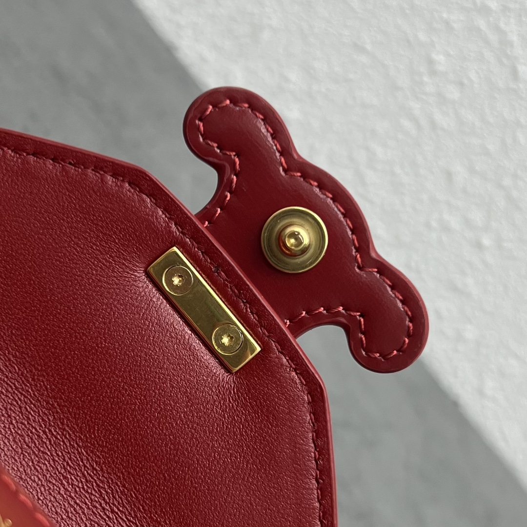 1:1 Replica Celine Card Holder On Chain Triomphe Red For Women 4in/11cm 10J743DPV.27VD - Image 5