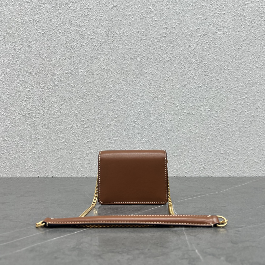1:1 Replica Celine Card Holder On Chain Triomphe Tan For Women 4in/11cm 10J743DPV.04LU - Image 9