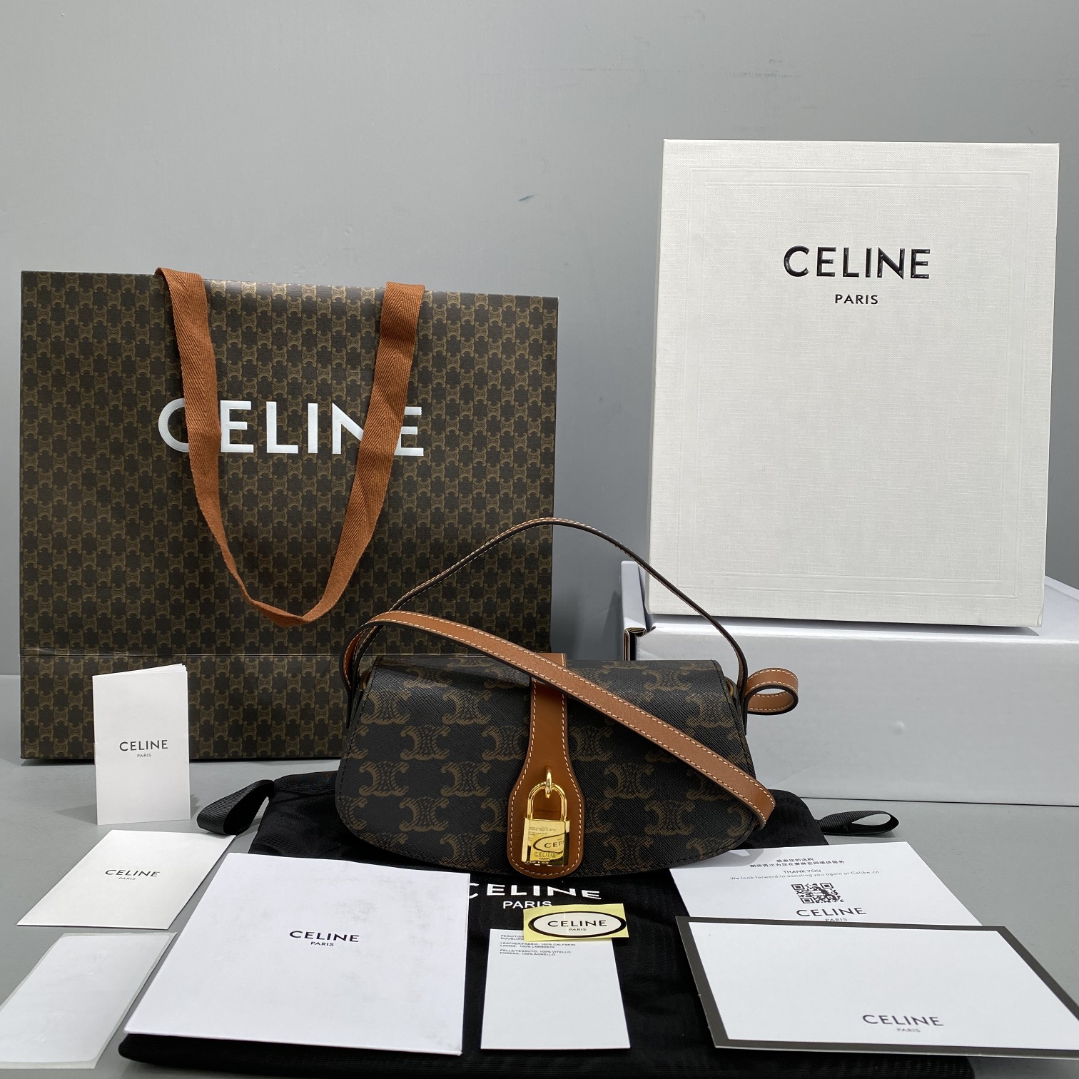 1:1 Replica Celine Casual Style Bridal Logo Brown For Women 7in/18cm 10I592DQ2.04LU - Image 3