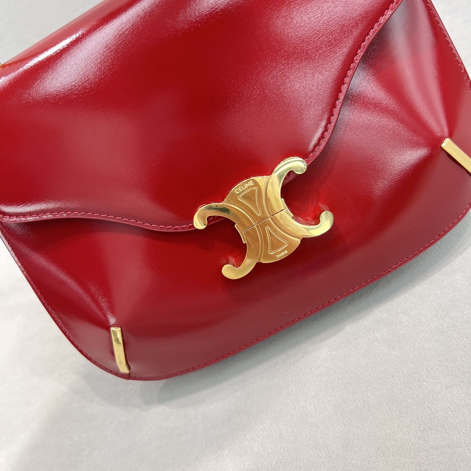 1:1 Replica Celine Chain Besace Triomphe Carmin For Women 10in/24.5cm 199273BF4.27CA - Image 4