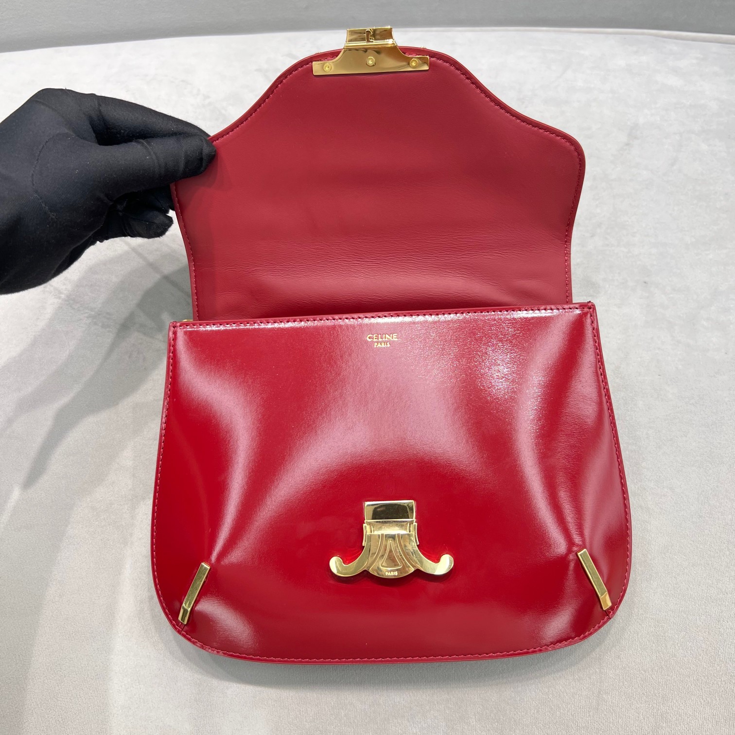 1:1 Replica Celine Chain Besace Triomphe Carmin For Women 10in/24.5cm 199273BF4.27CA - Image 7