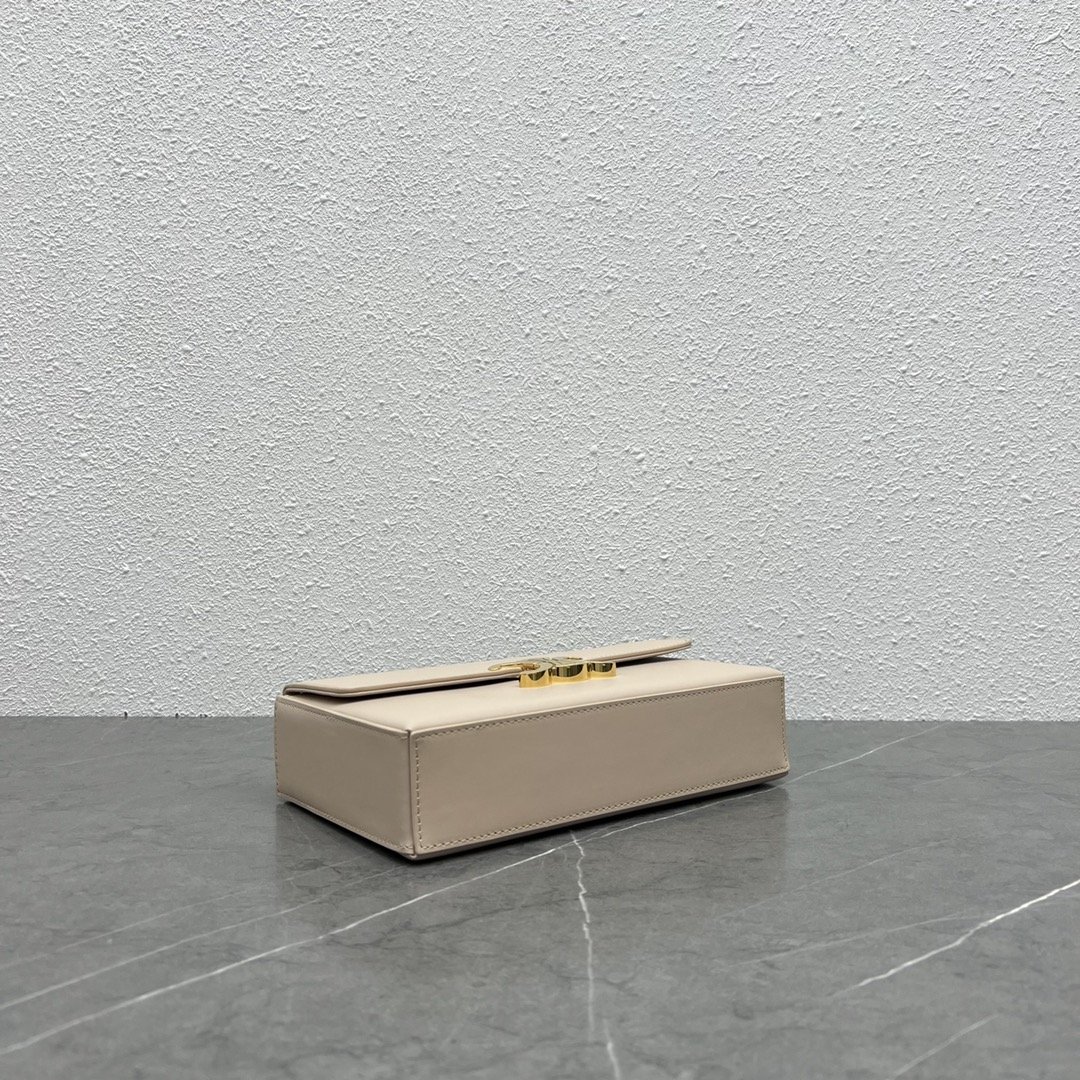 1:1 Replica Celine Chain Box Triomphe Bag Beige For Women 9in/22cm - Image 7