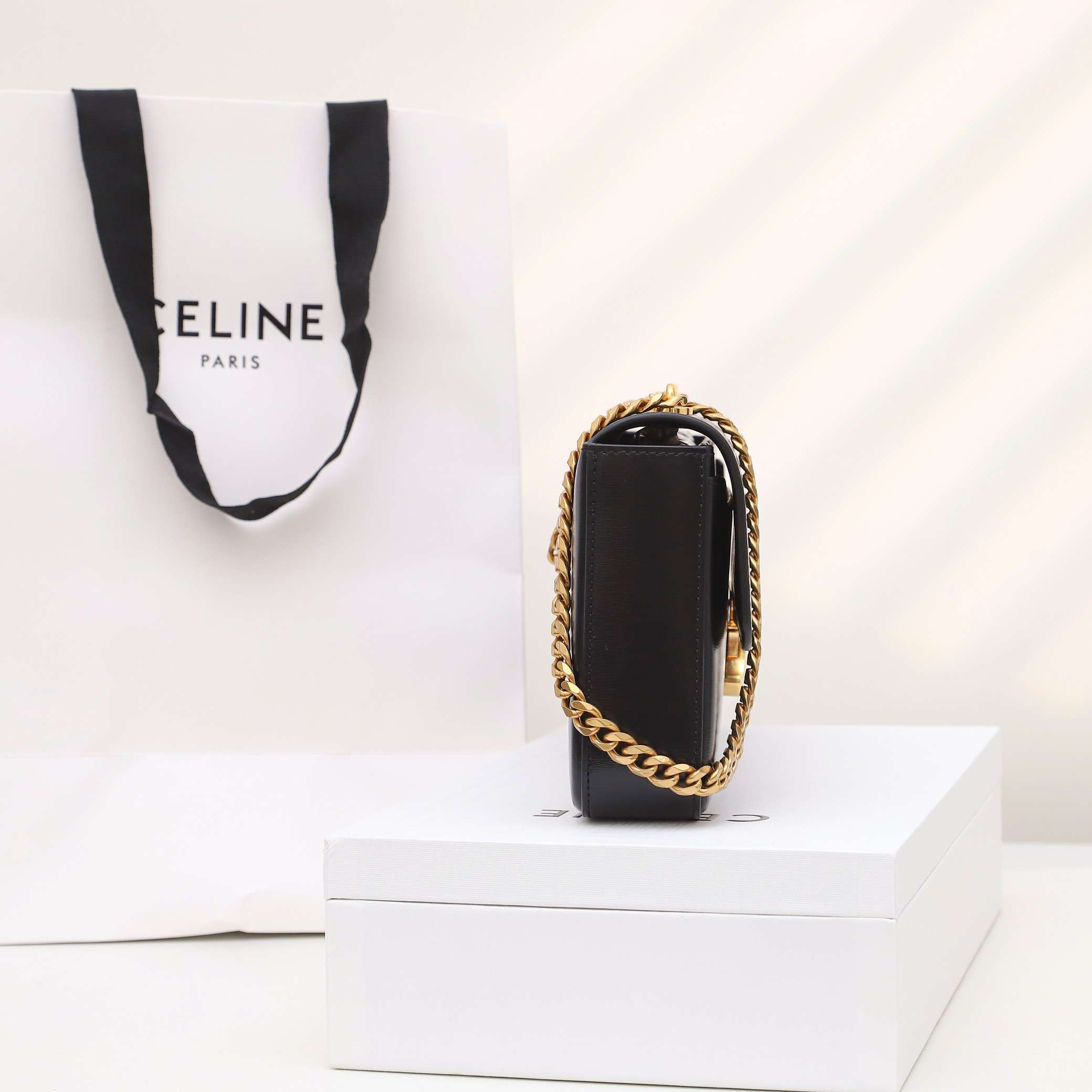 1:1 Replica Celine Chain Shoulder Bag Black For Women 13in/33cm - Image 7