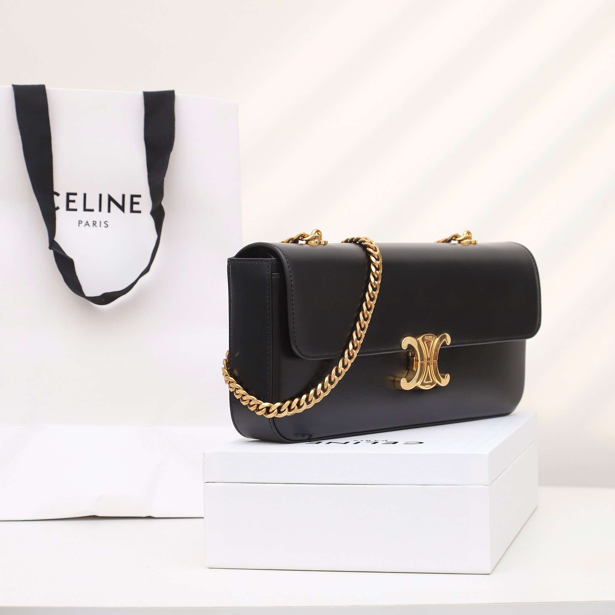 1:1 Replica Celine Chain Shoulder Bag Black For Women 13in/33cm - Image 8