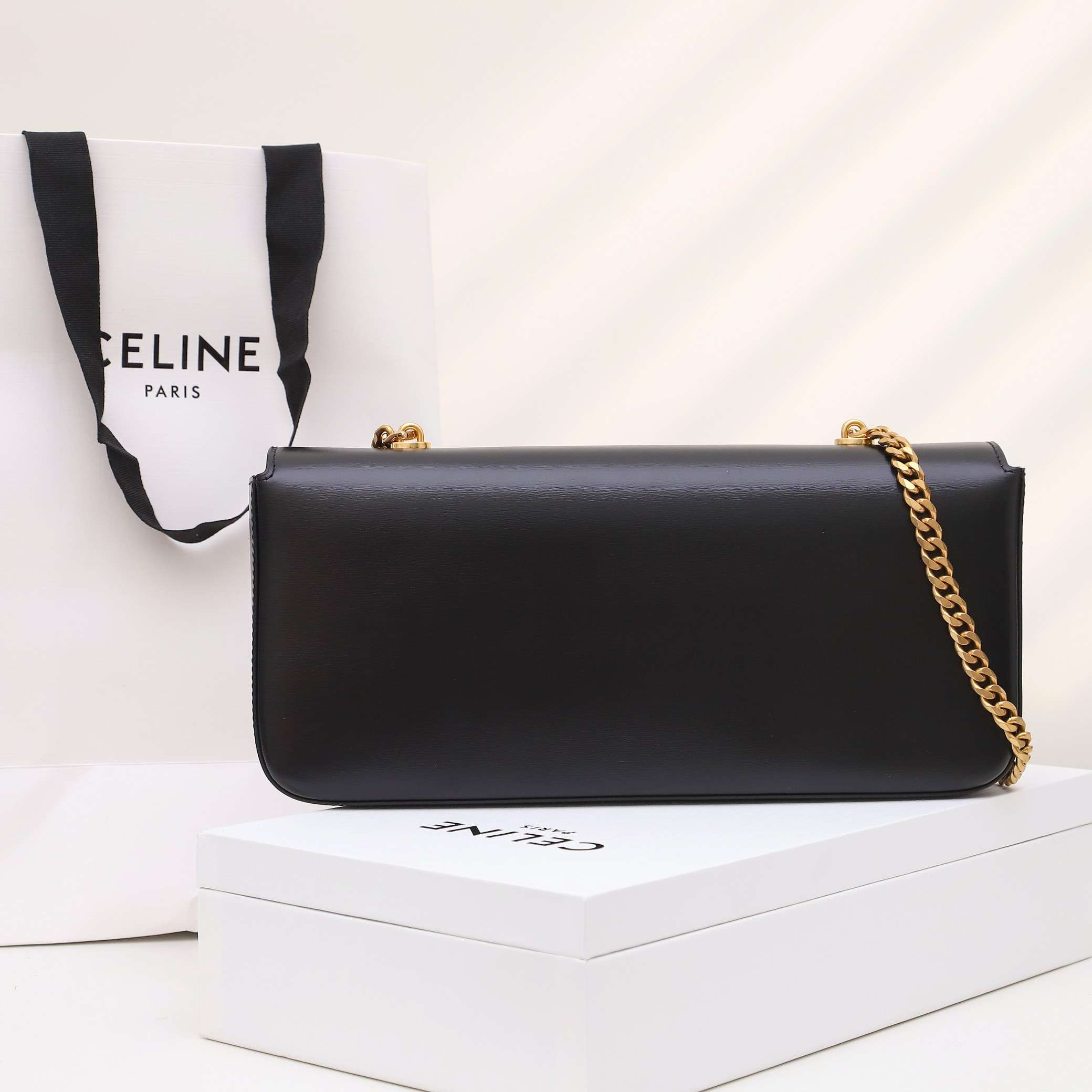 1:1 Replica Celine Chain Shoulder Bag Black For Women 13in/33cm - Image 6