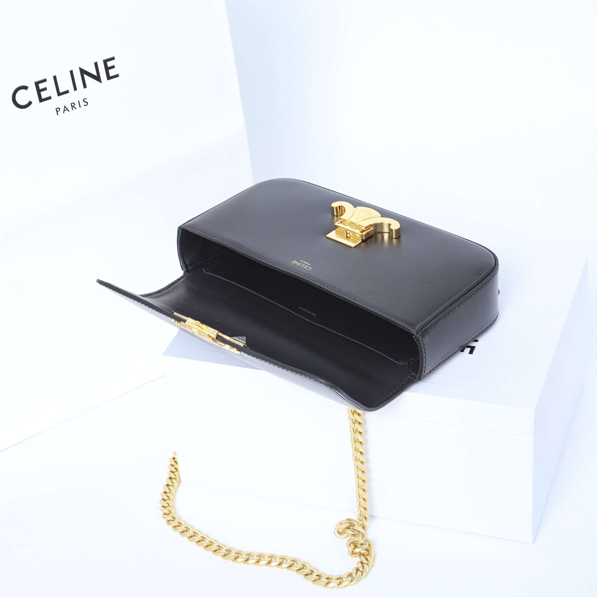 1:1 Replica Celine Chain Shoulder Bag Black For Women 8in/20.5cm 197993BF4.38NO - Image 10