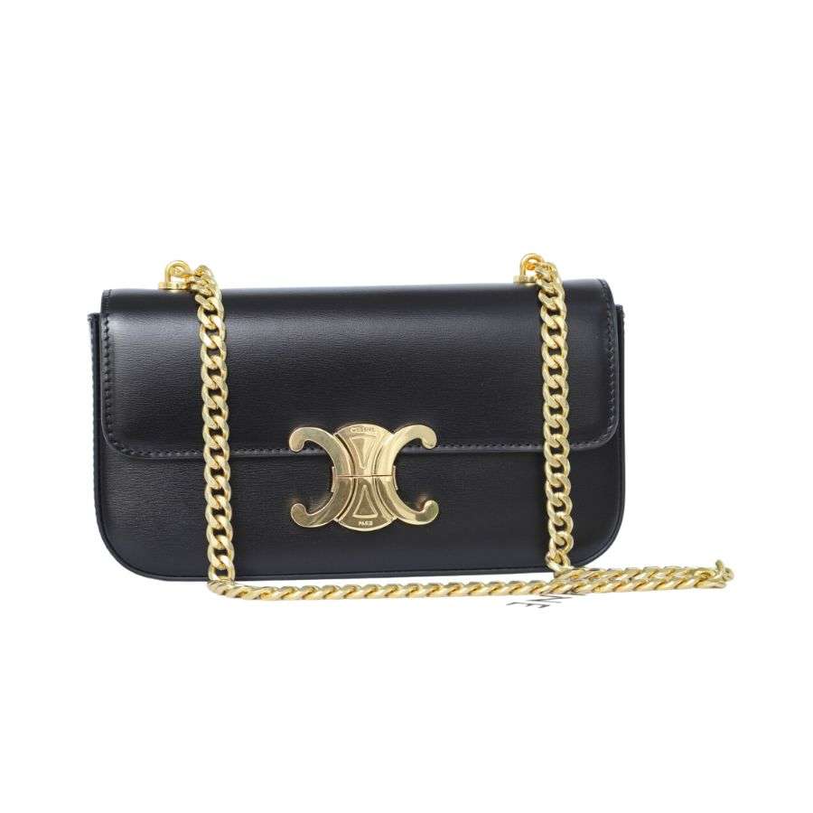 1:1 Replica Celine Chain Shoulder Bag Black For Women 8in/20.5cm 197993BF4.38NO