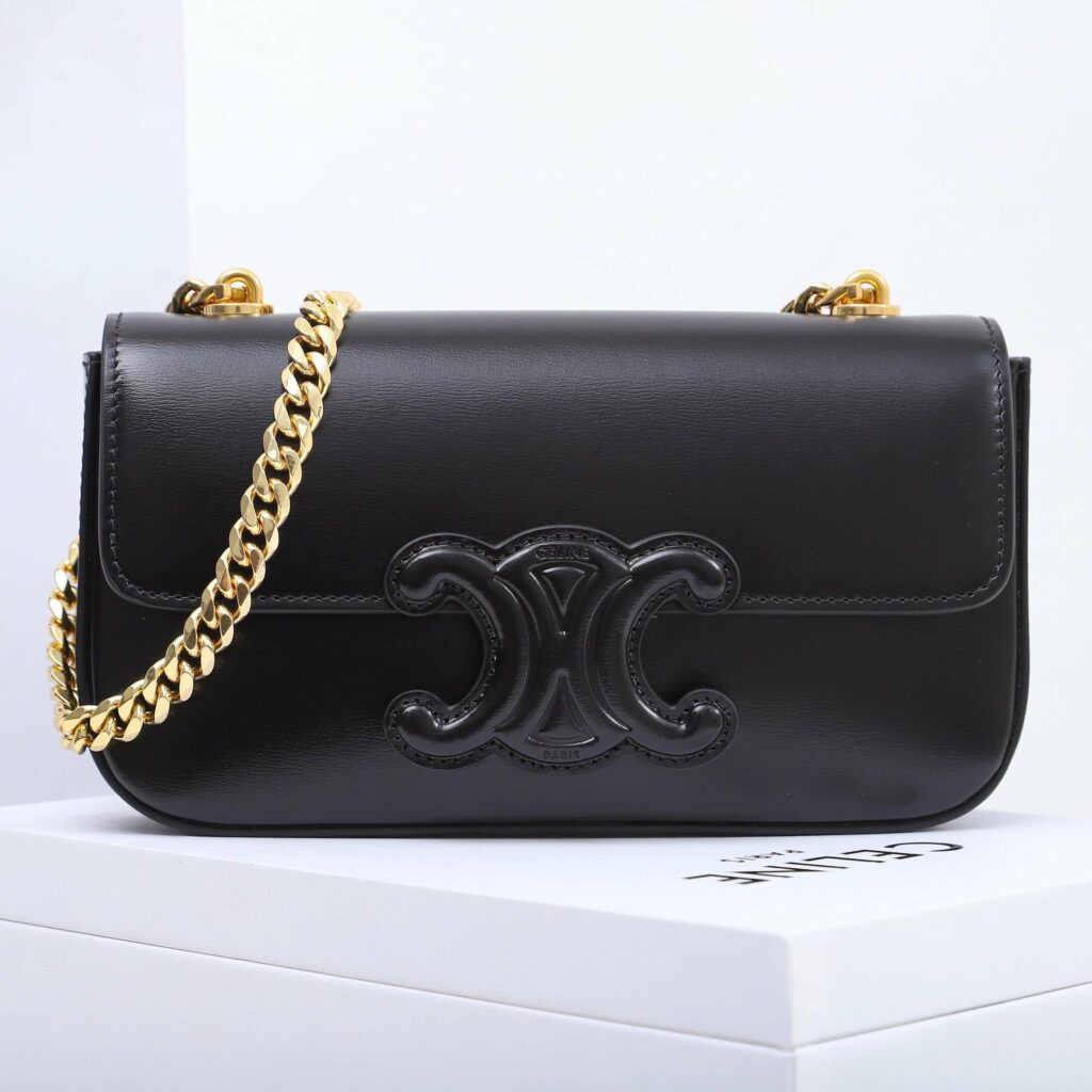 1:1 Replica Celine Chain Shoulder Bag Black/Brown For Women 8in/20.5cm - Image 19