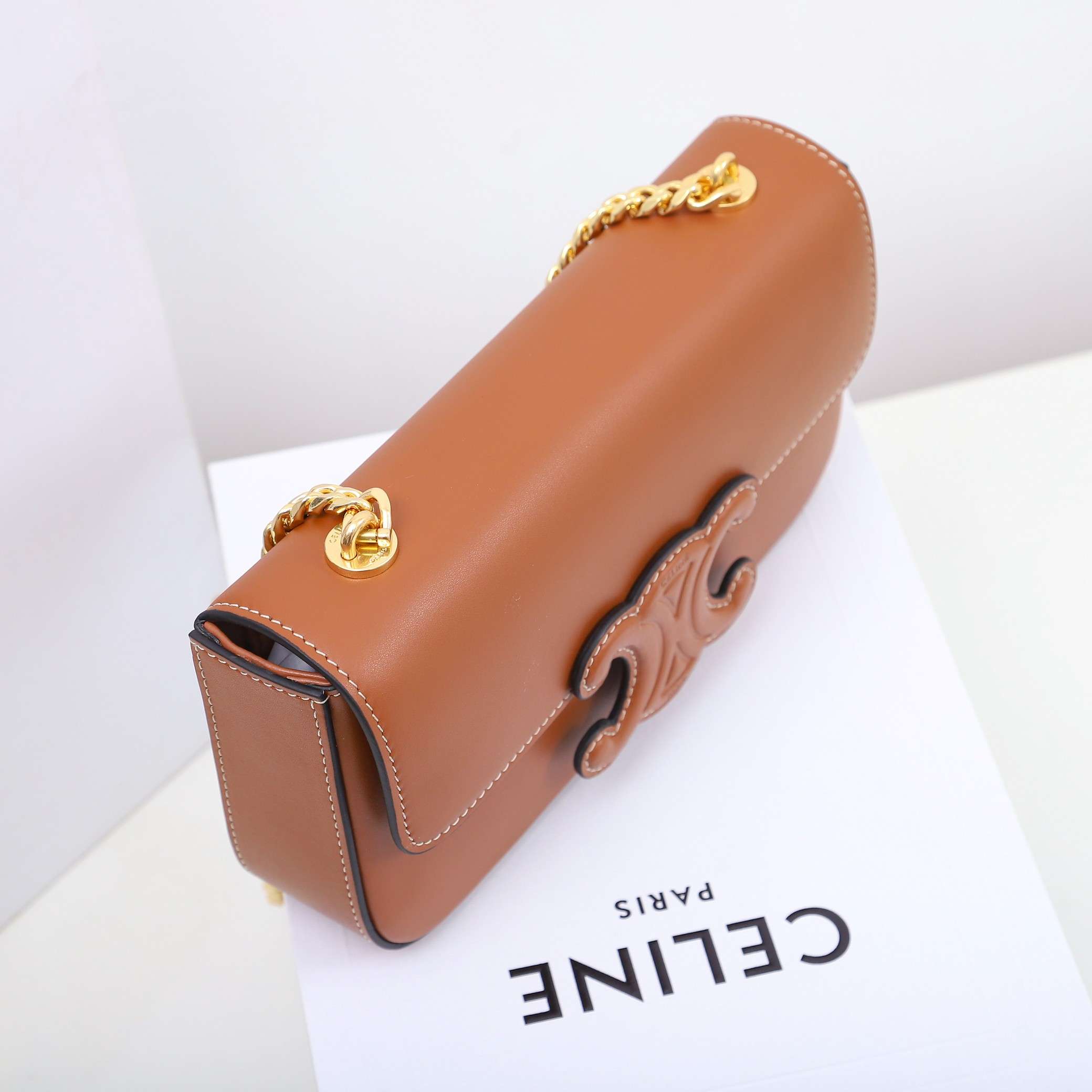 1:1 Replica Celine Chain Shoulder Bag Black/Brown For Women 8in/20.5cm - Image 17