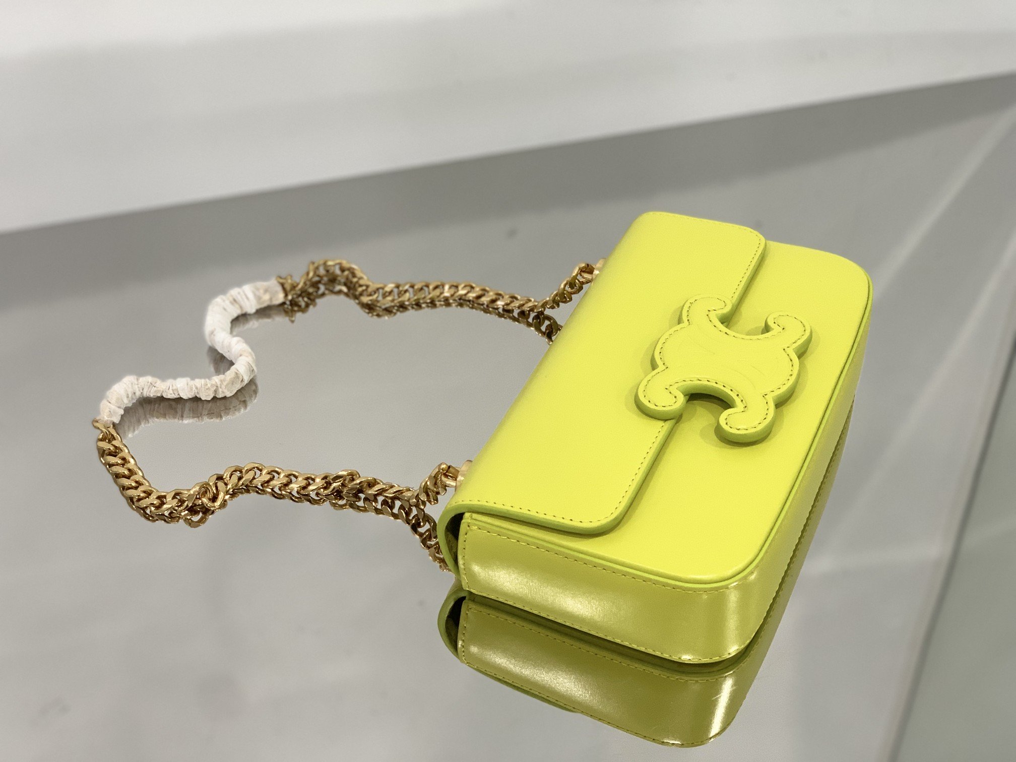 1:1 Replica Celine Chain Shoulder Bag Cuir Triomphe Green For Women 7.9in/20cm - Image 5