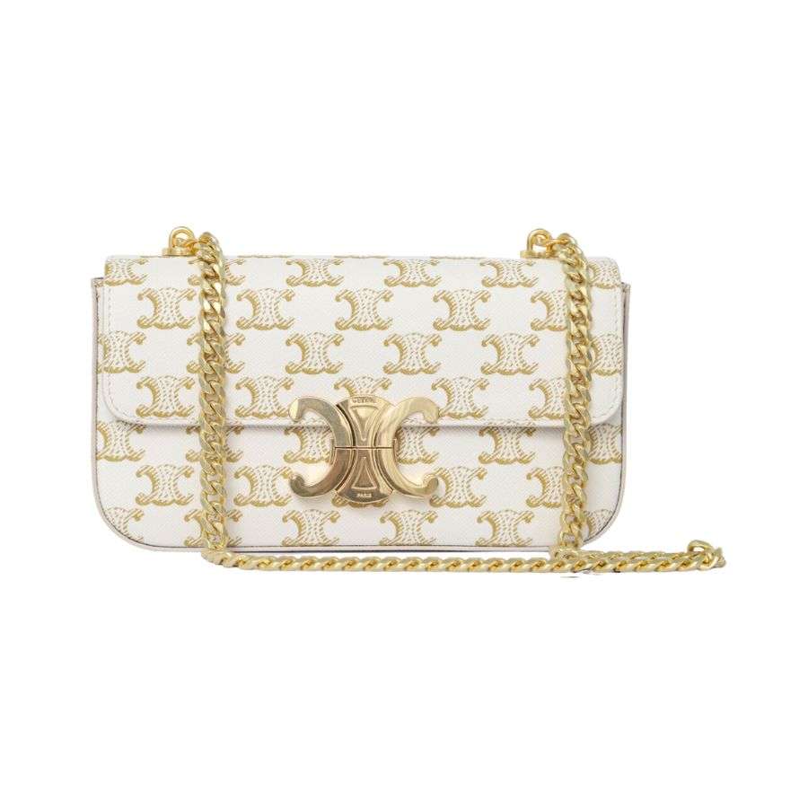 1:1 Replica Celine Chain Shoulder Bag White For Women 8in/20.5cm