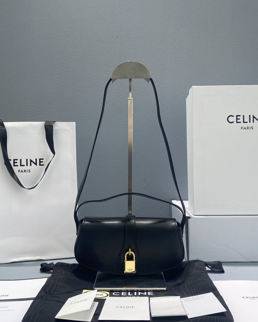 1:1 Replica Celine Clutch On Strap Black For Women 7in/18cm