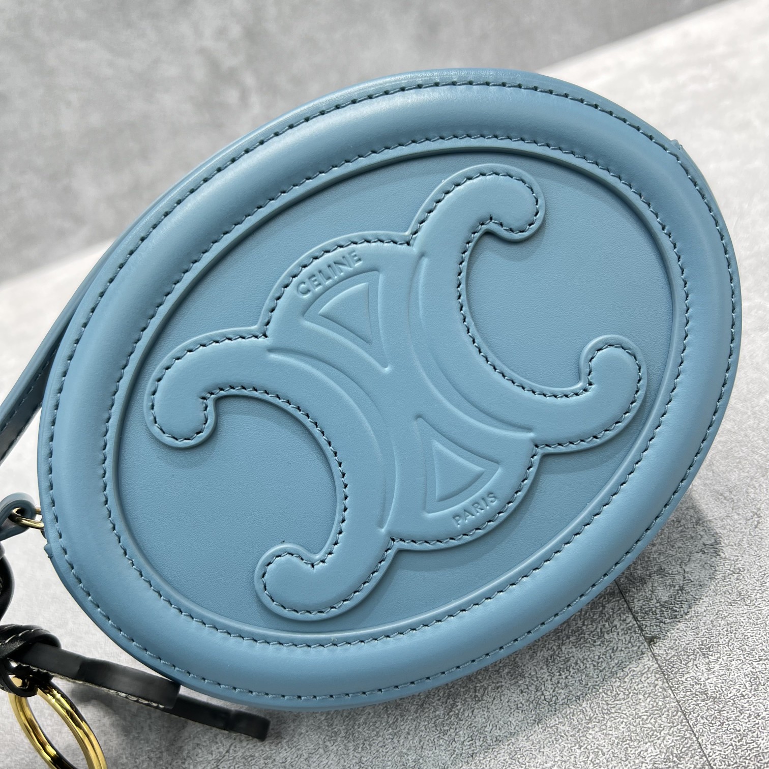 1:1 Replica Celine Crossbody Oval Purse Cuir Triomphe Blue For Women 6in/16cm 10I703DPQ.07DD - Image 7