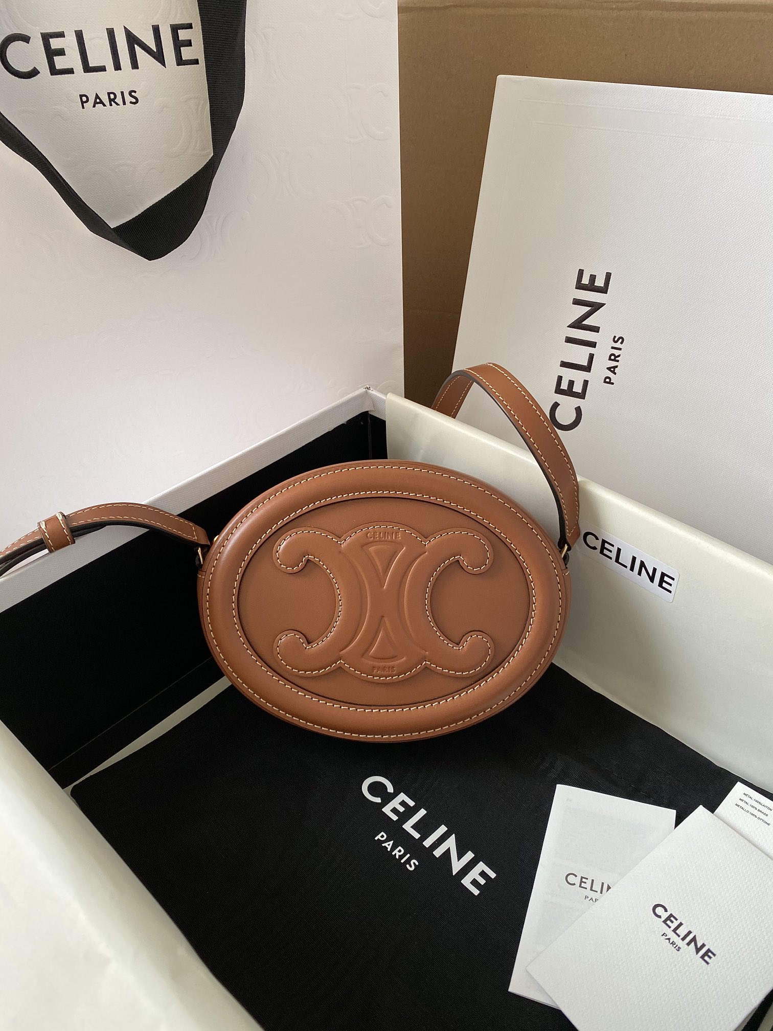 1:1 Replica Celine Crossbody Oval Purse Cuir Triomphe Brown For Women 6in/16cm 10I703DPQ.04LU - Image 9