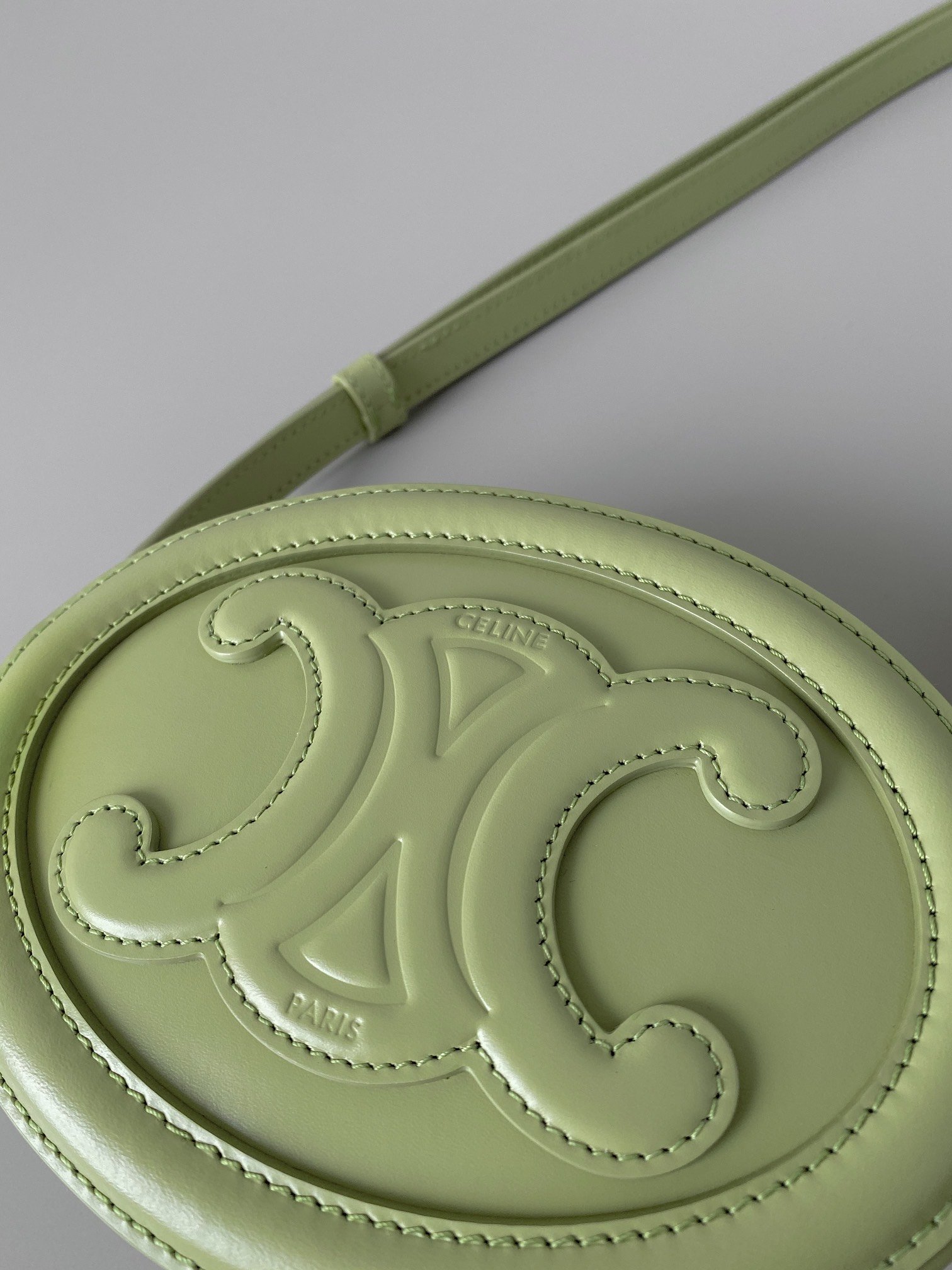 1:1 Replica Celine Crossbody Oval Purse Cuir Triomphe Mint Green For Women 6in/16cm - Image 9