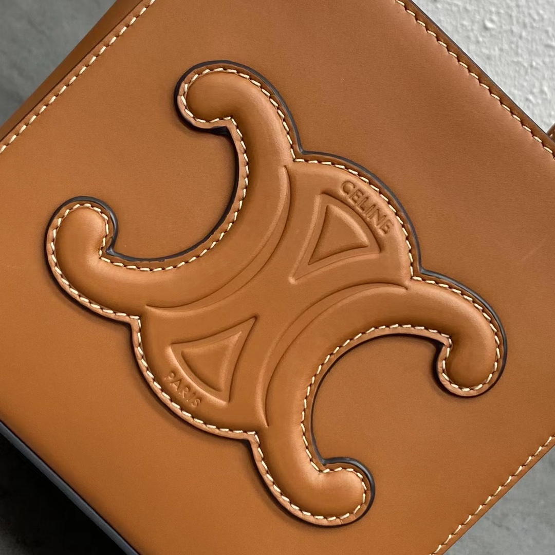 1:1 Replica Celine Cube Bag Cuir Triomphe Square Tan For Women 6in/15cm - Image 4