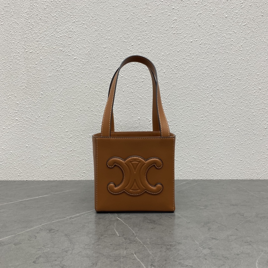 1:1 Replica Celine Cube Bag Cuir Triomphe Square Tan For Women 6in/15cm