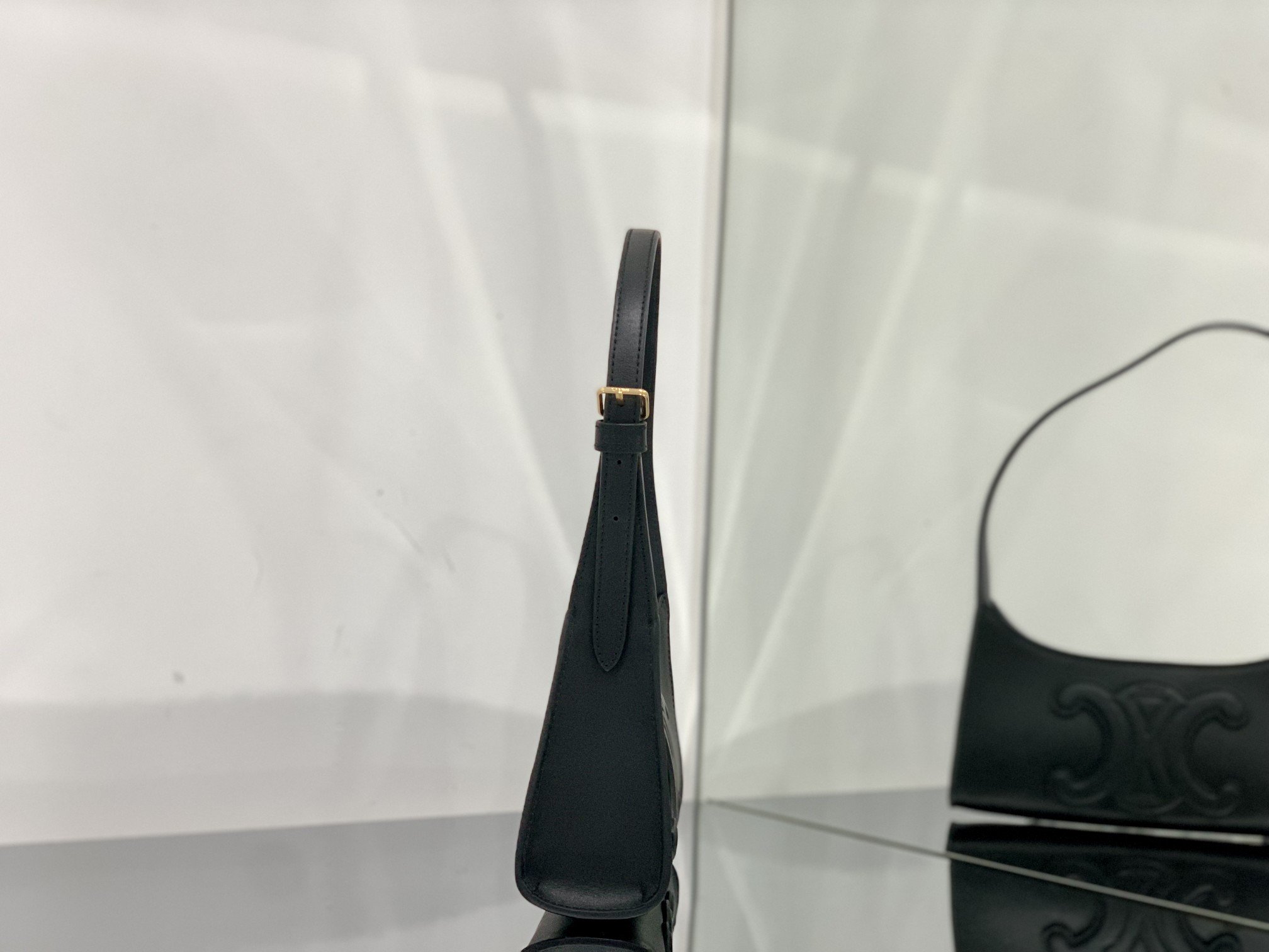 1:1 Replica Celine Cuir Triomphe Bag Black For Women 9in/24cm - Image 9