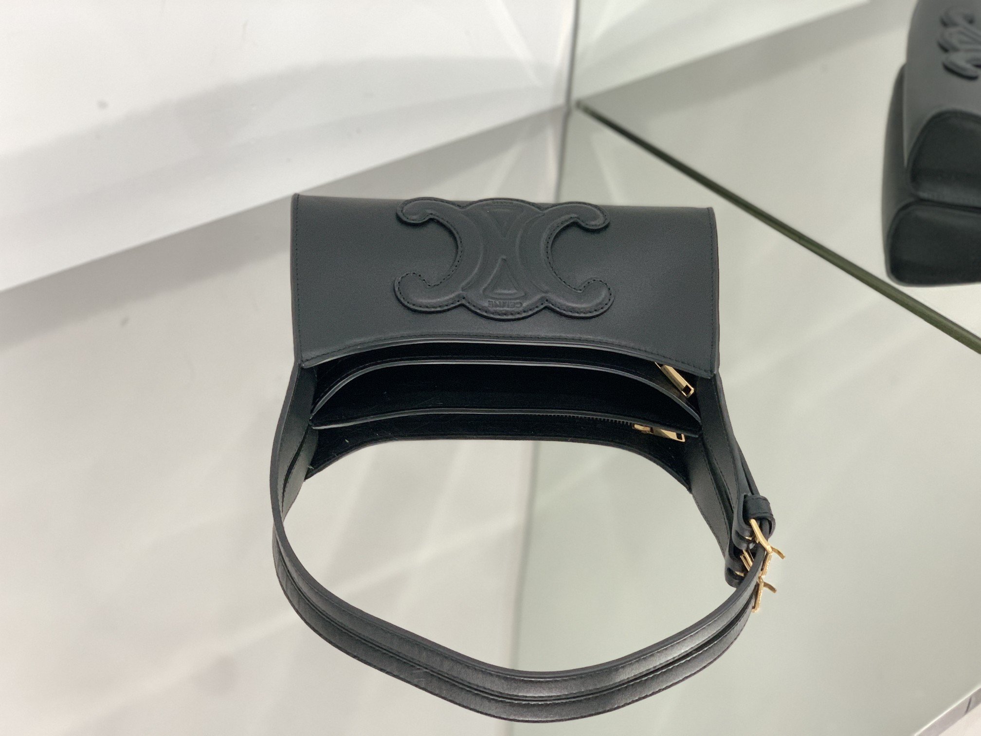 1:1 Replica Celine Cuir Triomphe Bag Black For Women 9in/24cm - Image 2