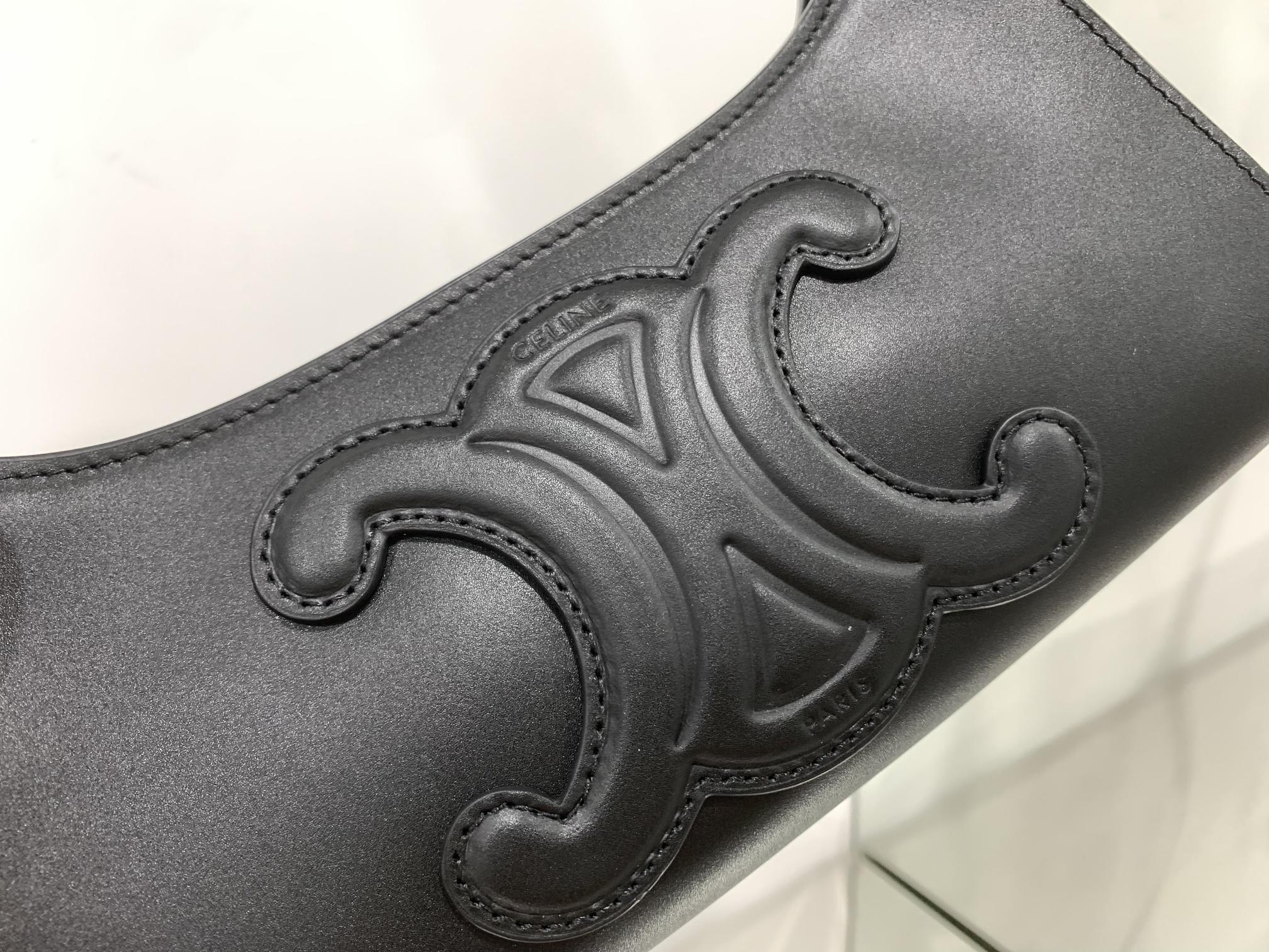 1:1 Replica Celine Cuir Triomphe Bag Black For Women 9in/24cm - Image 7