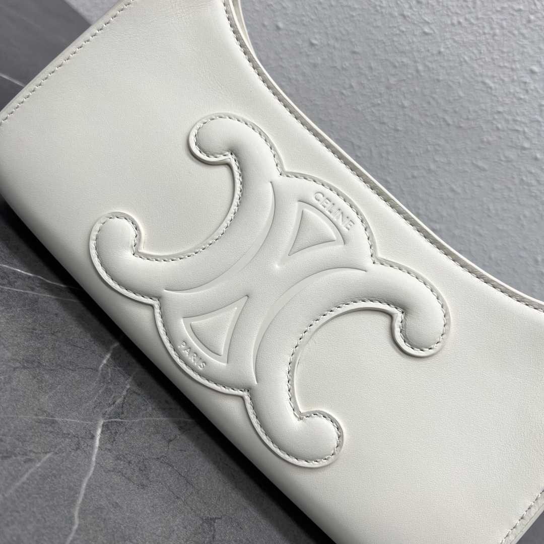 1:1 Replica Celine Cuir Triomphe Shoulder Bag White For Women 9.4in/24cm - Image 7