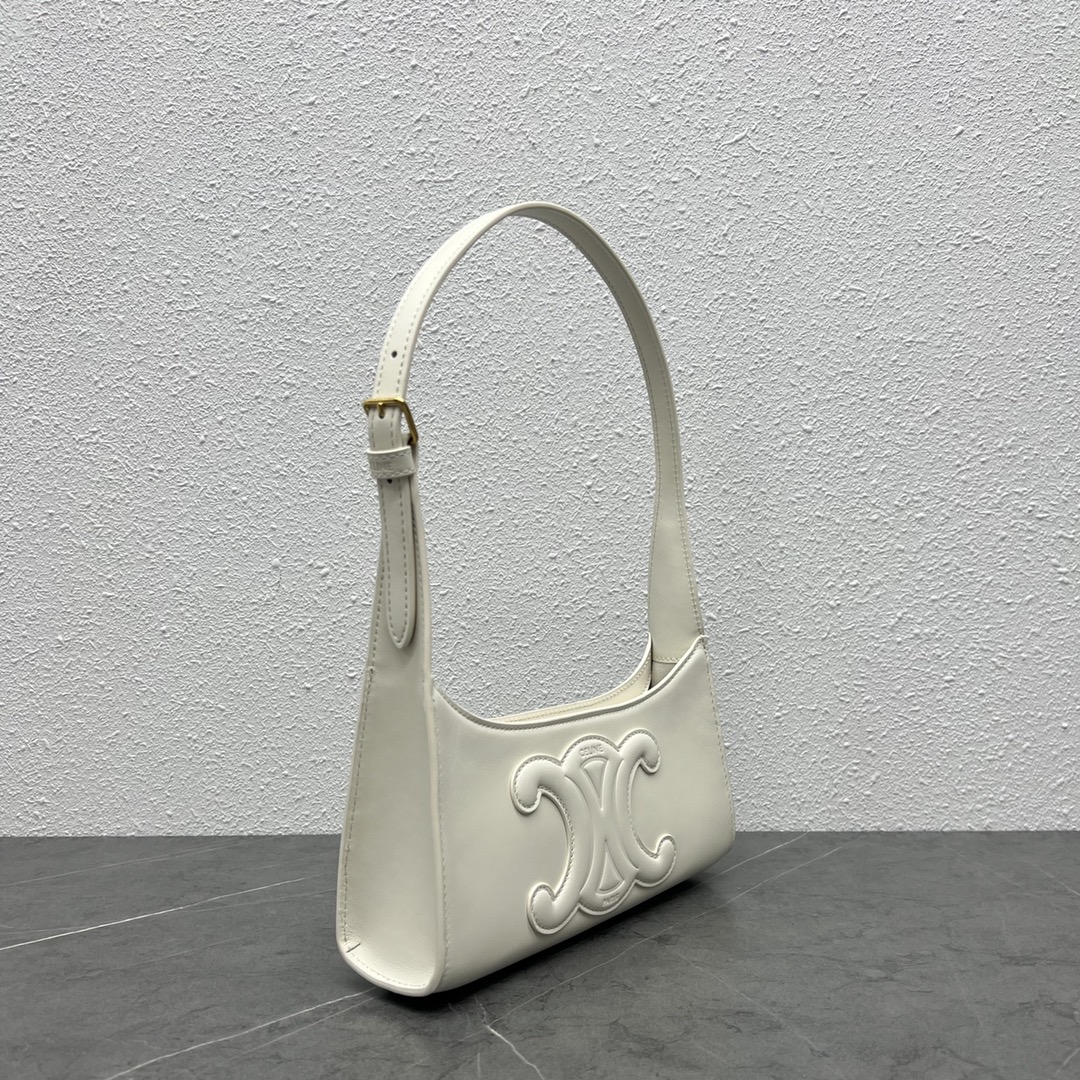 1:1 Replica Celine Cuir Triomphe Shoulder Bag White For Women 9.4in/24cm - Image 2