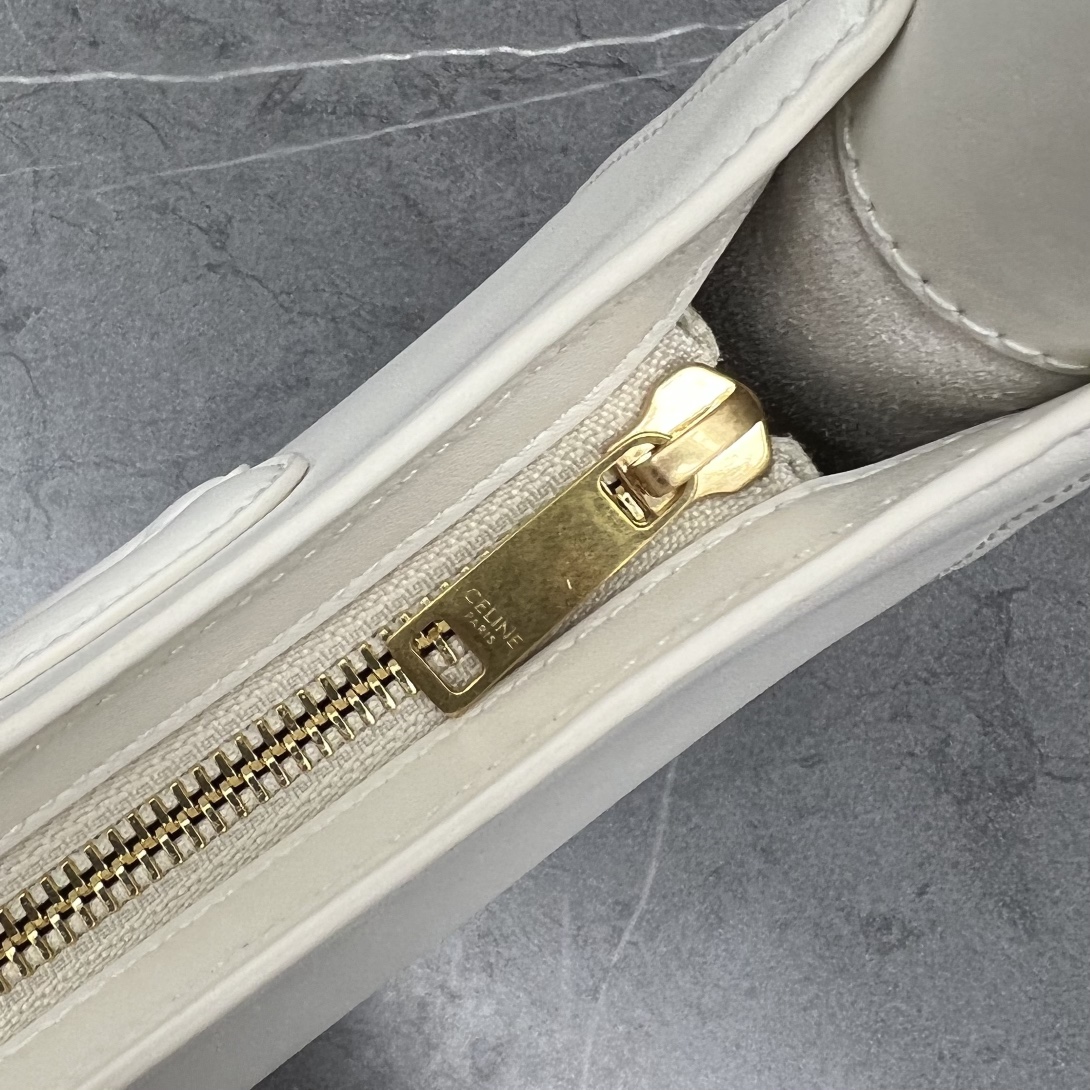 1:1 Replica Celine Cuir Triomphe Shoulder Bag White For Women 9.4in/24cm - Image 6