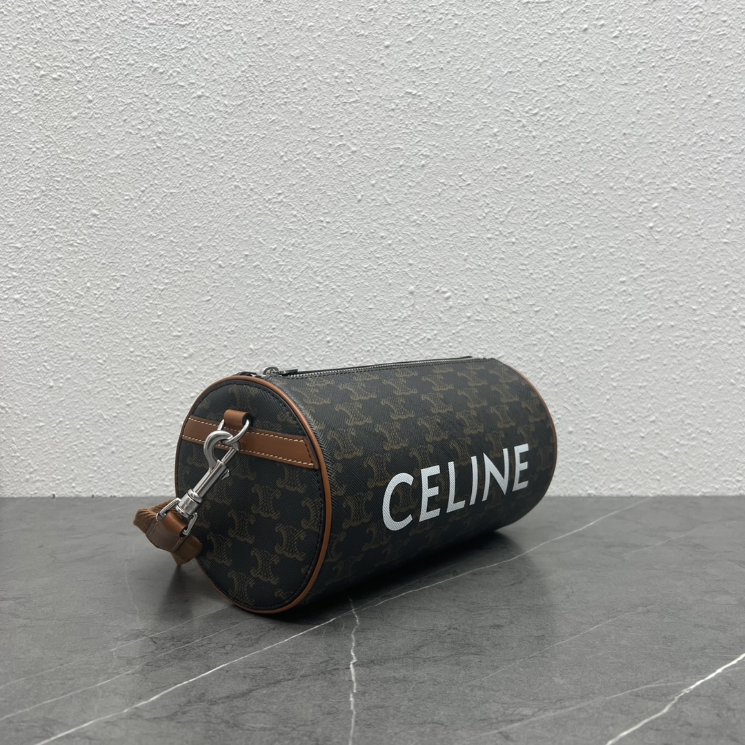 1:1 Replica Celine Cylinder Bag In Triomphe Canvas Tan For Women 9in/22cm 110052EJF.04LI - Image 3