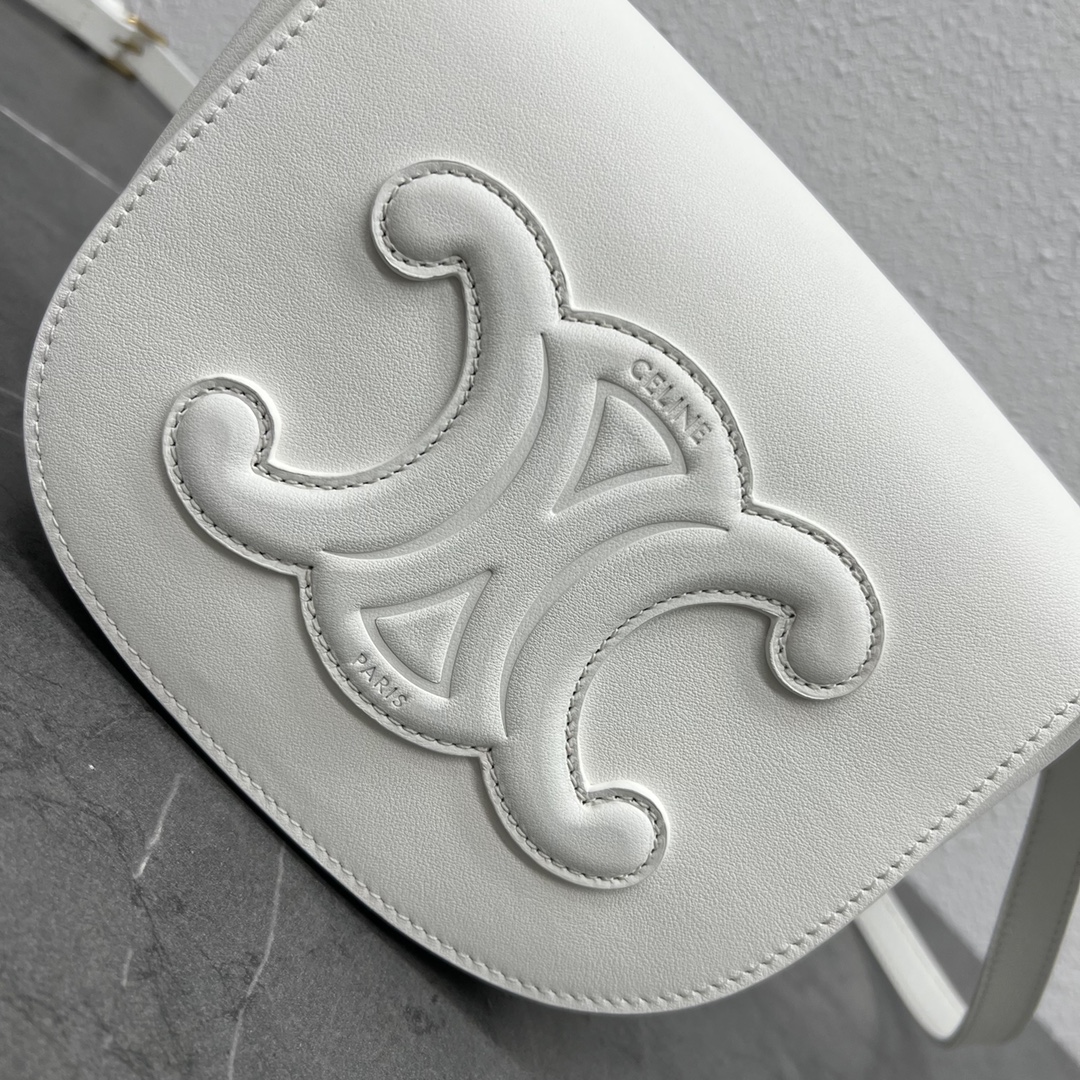 1:1 Replica Celine Folco Cuir Triomphe White For Women 7in/19cm 198263DU3.01BC - Image 2