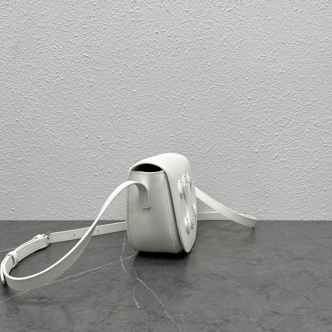 1:1 Replica Celine Folco Cuir Triomphe White For Women 7in/19cm 198263DU3.01BC - Image 8