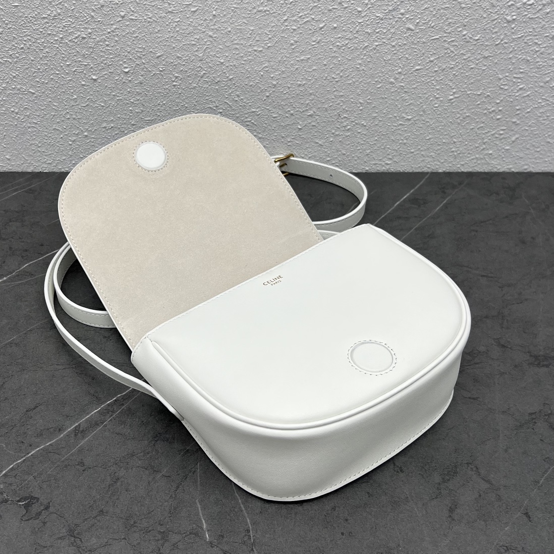 1:1 Replica Celine Folco Cuir Triomphe White For Women 7in/19cm 198263DU3.01BC - Image 5