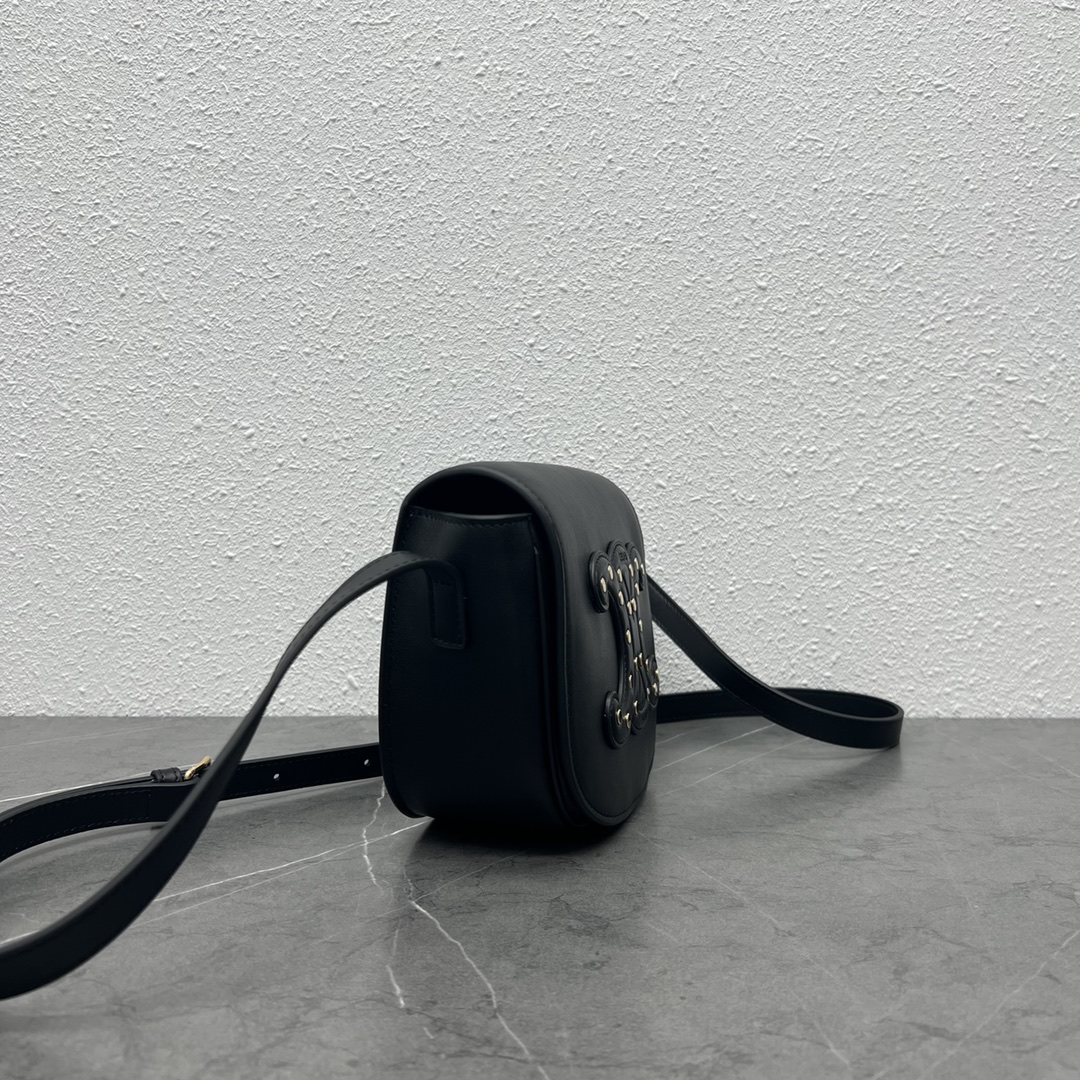 1:1 Replica Celine Folco Cuir Triomphe With Studs Black For Women 7in/19cm - Image 8