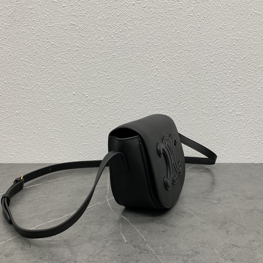 1:1 Replica Celine Folco Cuir Triomphe With Studs Black For Women 7in/19cm - Image 9