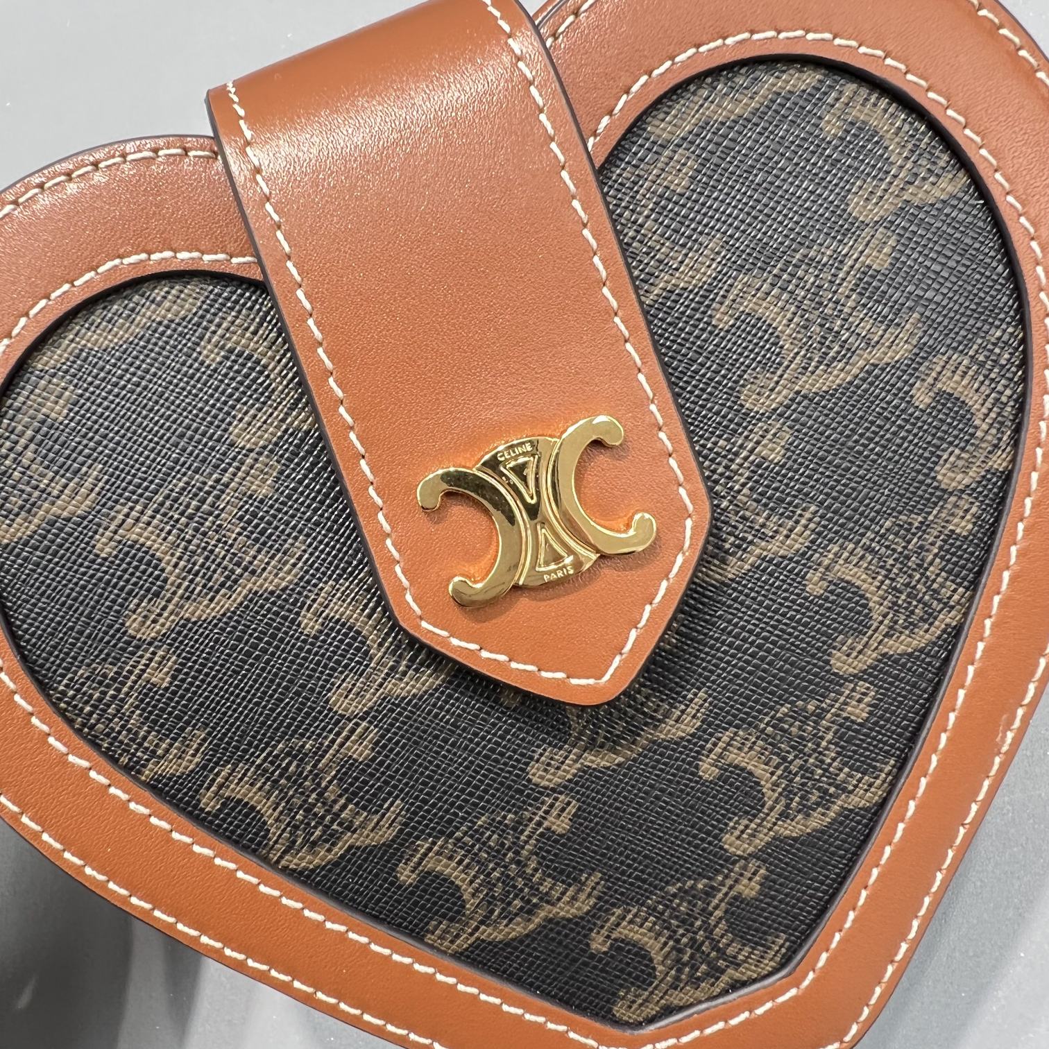 1:1 Replica Celine Heart Tambour In Triomphe Canvas Tan For Women 6in/15cm 198212BZJ.04LU - Image 2