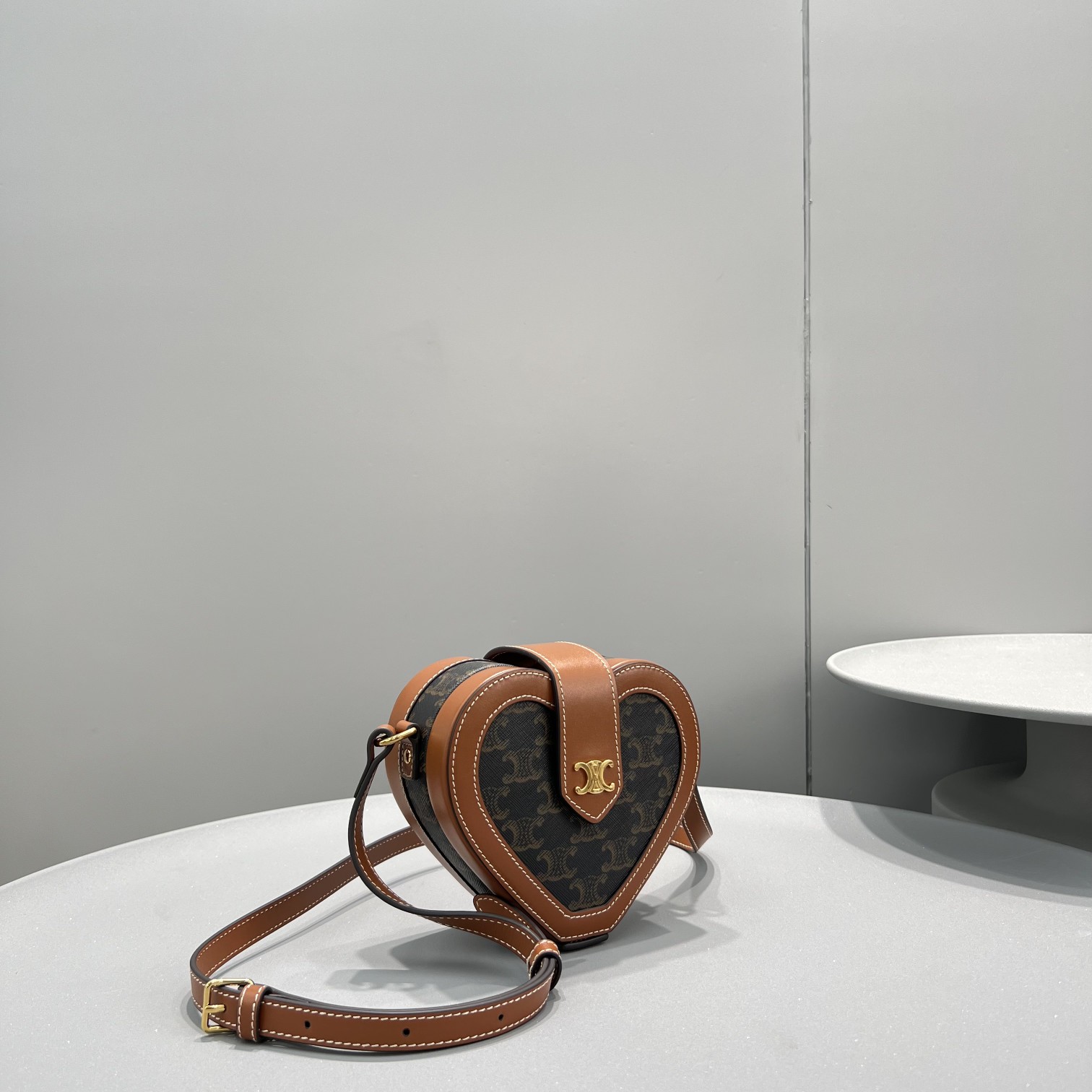 1:1 Replica Celine Heart Tambour In Triomphe Canvas Tan For Women 6in/15cm 198212BZJ.04LU - Image 5