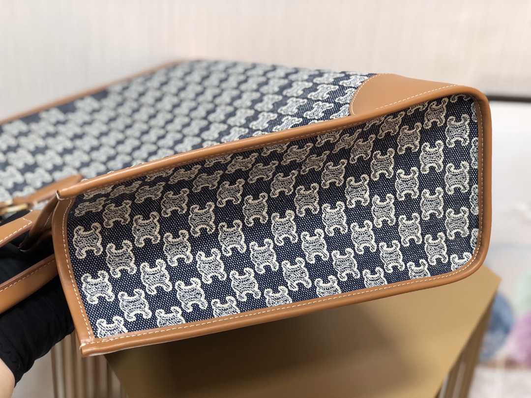 1:1 Replica Celine Horizontal Cabas In Textile With Triomphe Embroidery Denim For Women 17in/43cm - Image 7