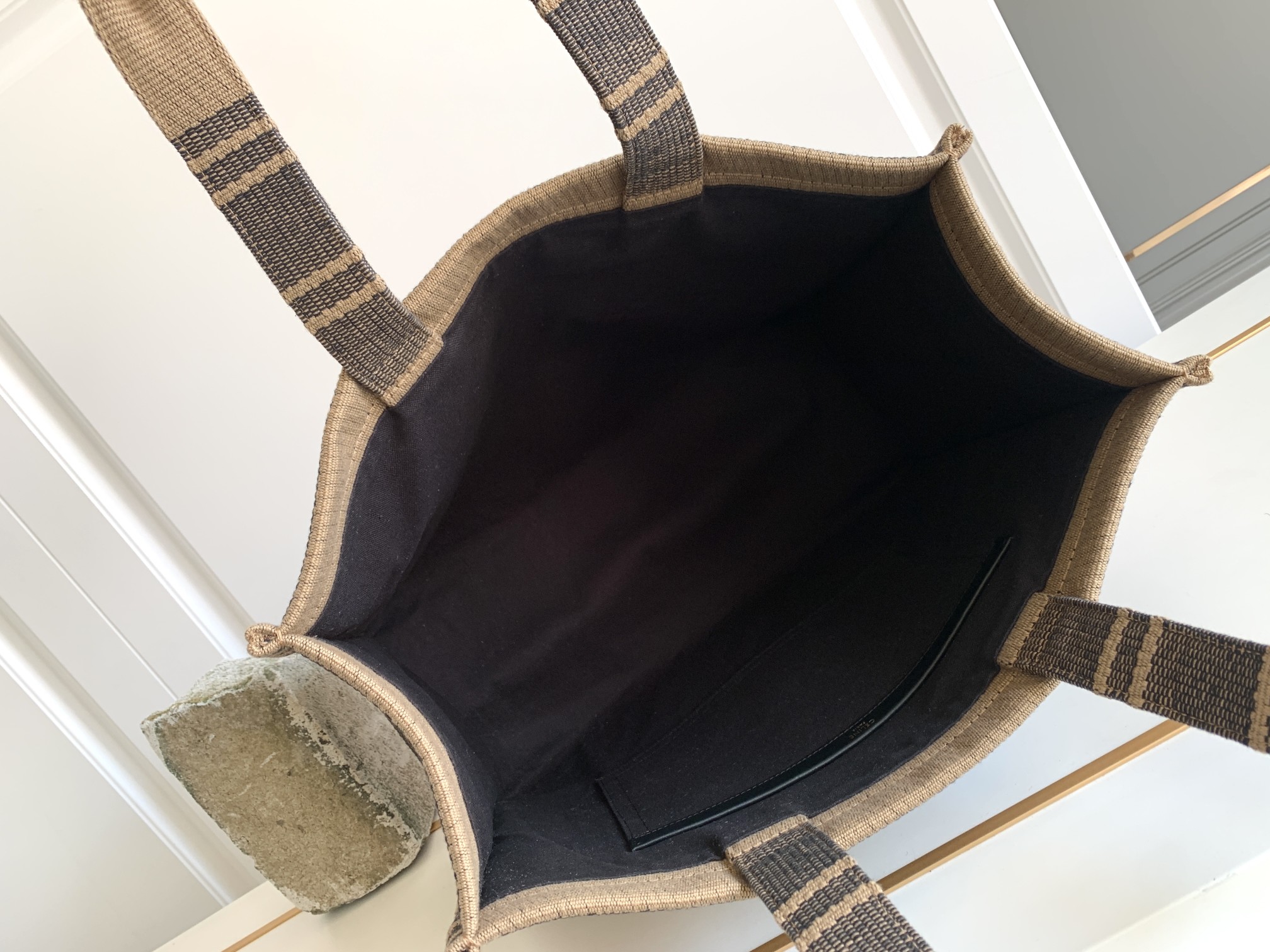 1:1 Replica Celine Large Cabas Thais In Textile With Triomphe Beige/Black For Women 16in/41cm 196762EGH.02BL - Image 4